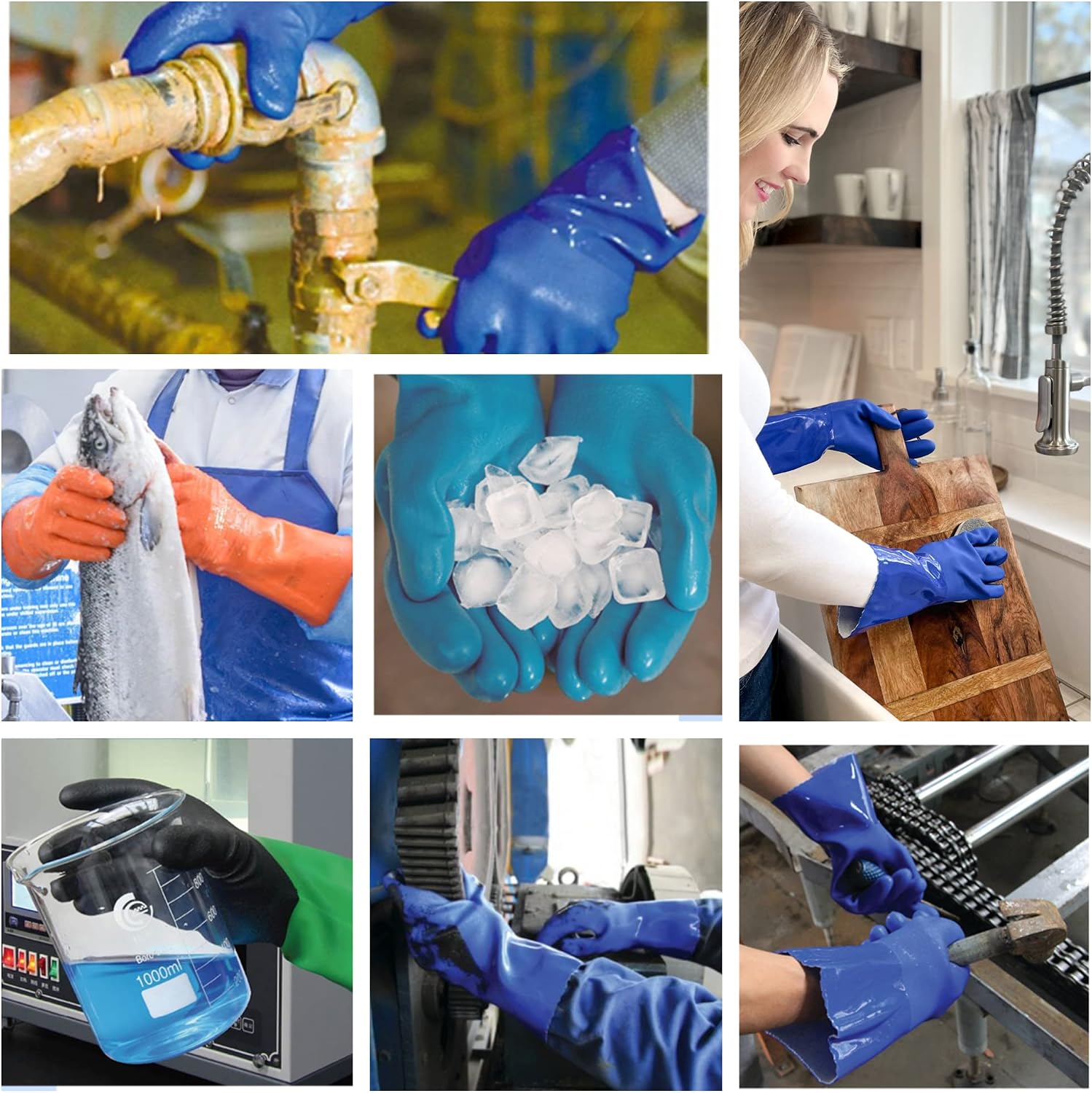kitchen-star Ultimate Rubber Household PVC Gloves with Comfortable Cotton Lining, Anti-Slip surface, Kitchen Dishwashing, Extra Thickness, Kitchen Cleaning, Working, Painting, Pet Care (Large, Blue)