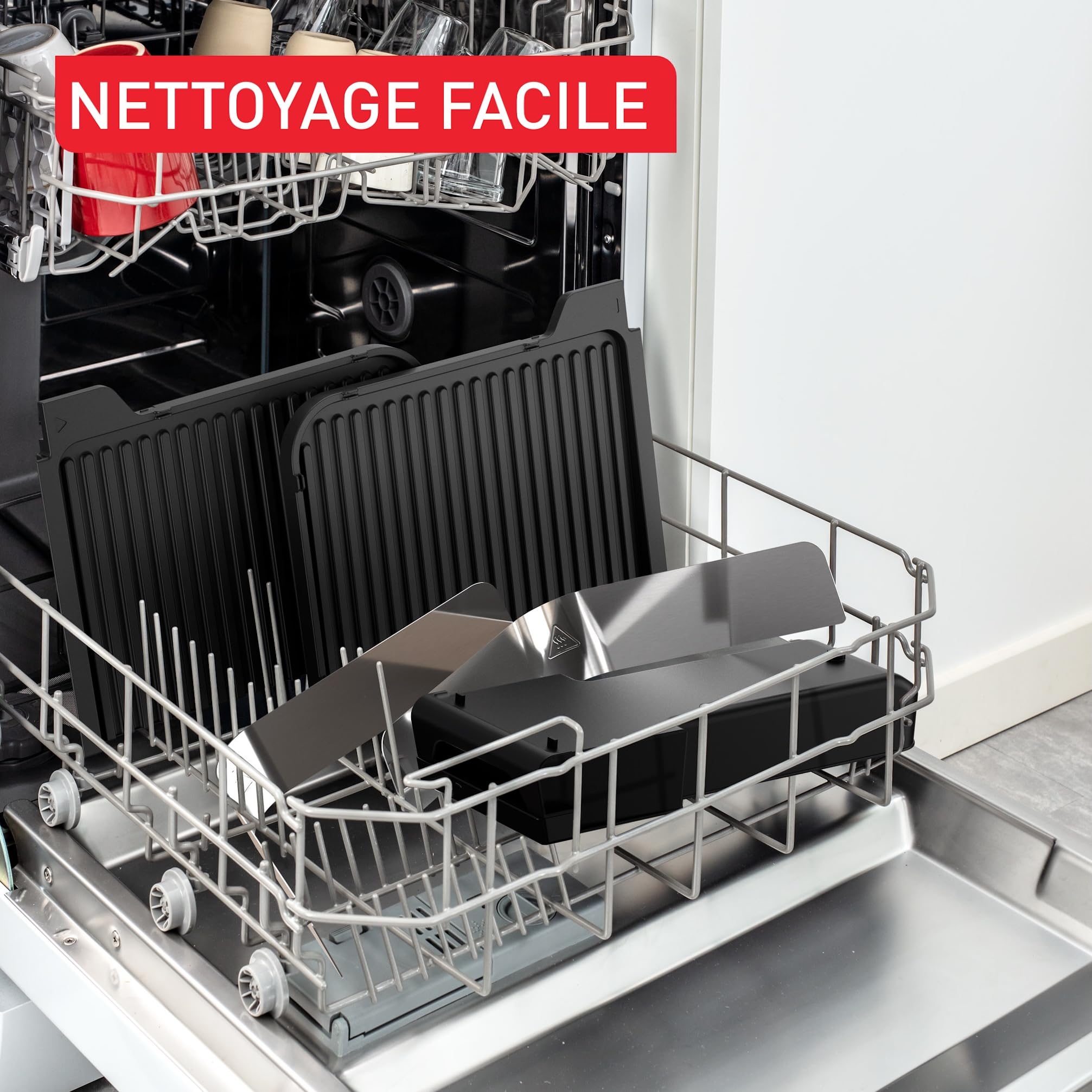 Tefal Barbecue électrique XL Family Grill 2400W avec 2 thermostats réglables, Usage extérieur et intérieur, 2 surfaces de cuisson compatibles lave vaiselle TG800N10