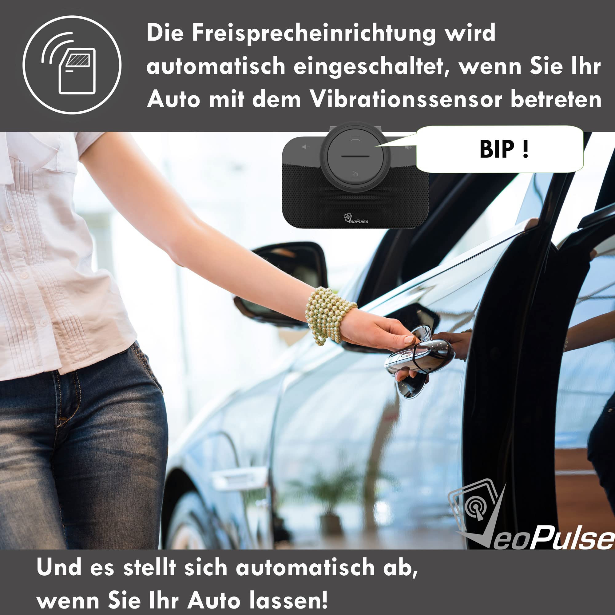 Freisprecheinrichtung B-PRO 2B Bluetooth Freisprechanlage mit Licht und automatischem Anschluss für sichere und legale Telefongespräche während der Fahrt