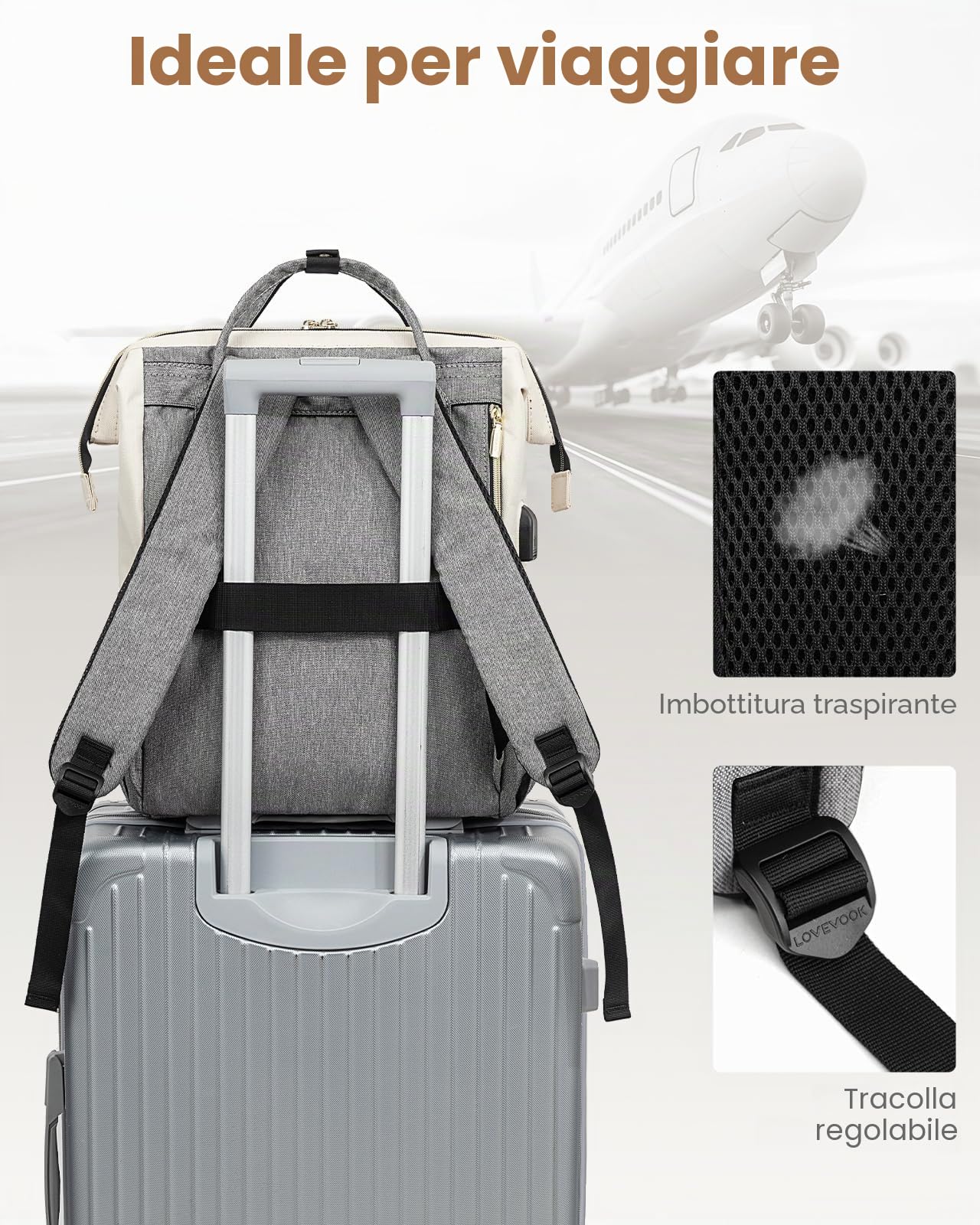 LOVEVOOK Zaino Porta PC Donna, Zaino Antifurto Impermeabile Donna, Zaino per Laptop Portatile 15.6/17 Pollici, Zaino per Viaggi Affari
