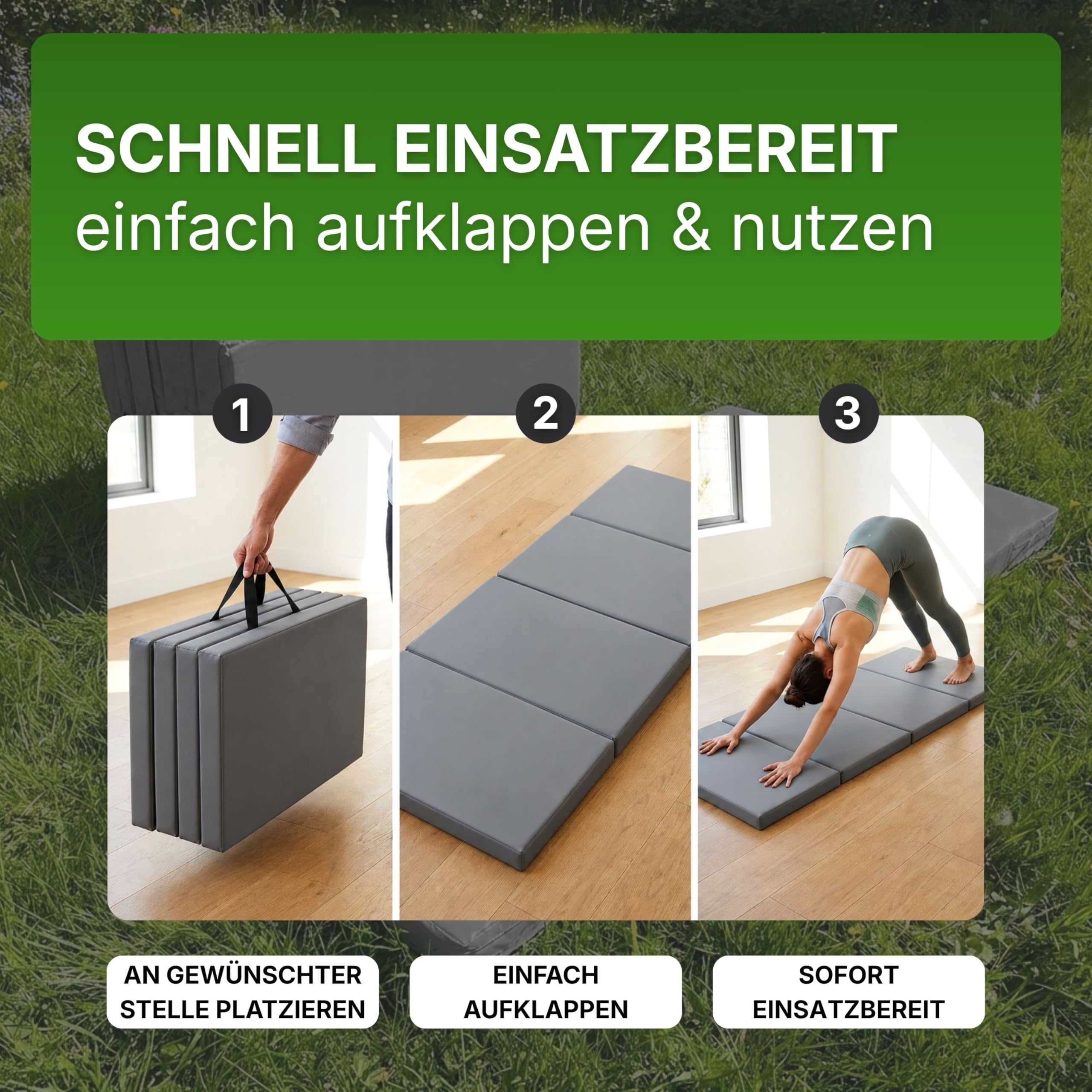Gartenpirat Universal Bodenmatte 200x100x10 cm Sportmatte Kinder Weichbodenmatte 4-teilig klappbar