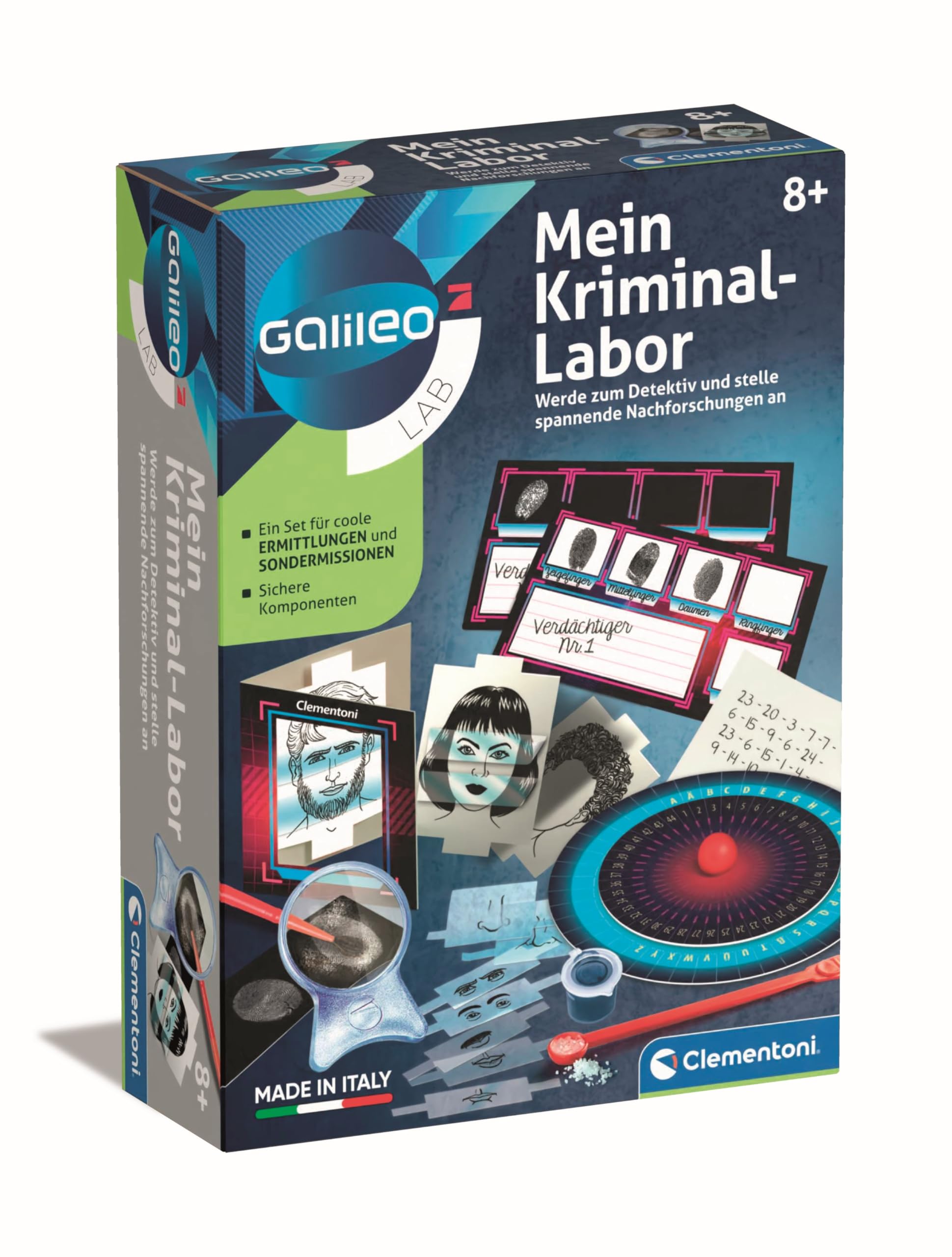 Galileo Lab Mein Kriminal-Labor - Detektiv-Set für Kinder ab 8 Jahren - Ausrüstung für Junge Detektive, Ermittler & Agenten - 59321 von Clementoni