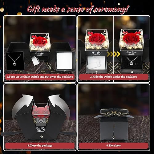 Miniatura 8 de Rosa real preservada, flores eternas, regalos de rosas para mamá, abuela, esposa, novia, en el día de la madre, cumpleaños, San Valentín, Navidad,