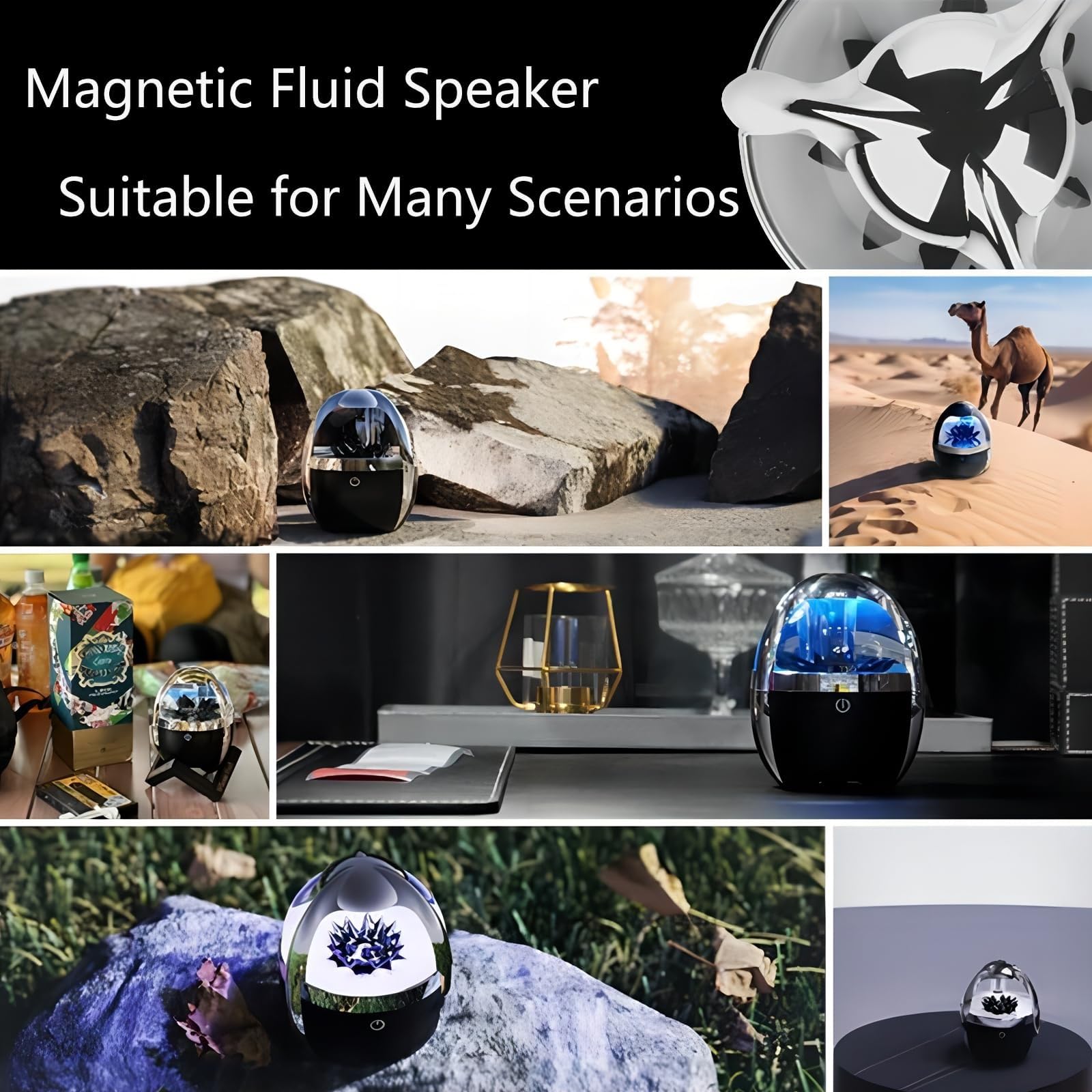 Altoparlante Bluetooth con display magnetico per danza fluida, wireless 5.0, batteria 8H, illuminazione multicolore