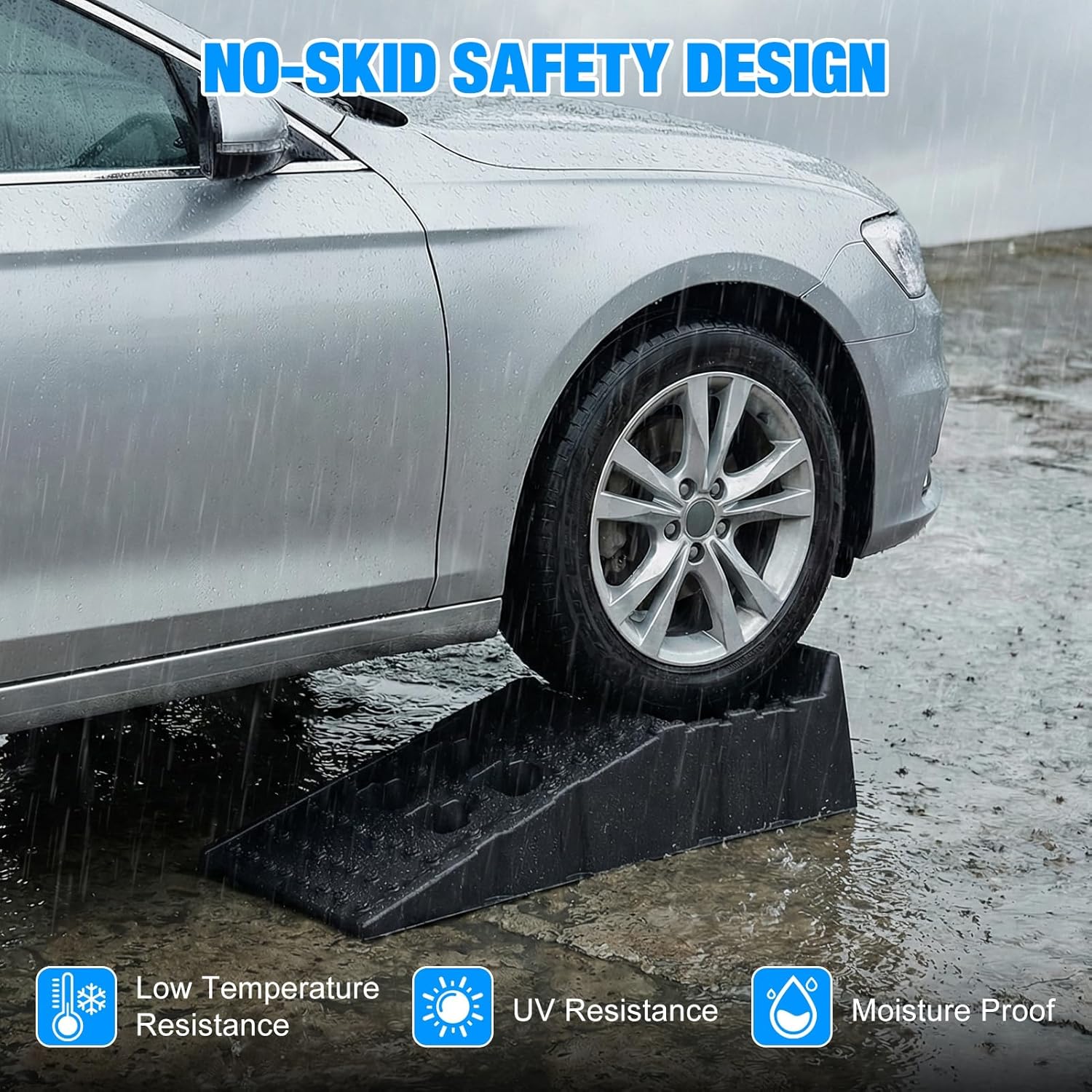 Heavy Duty Car Ramps, 13000 LBS Auto Service Ramps Set, with Hard Plastic Honeycomb Structure and Anti Slip Surface, for Oil Changes Tire Maintenance and Garage Lifting Support Black