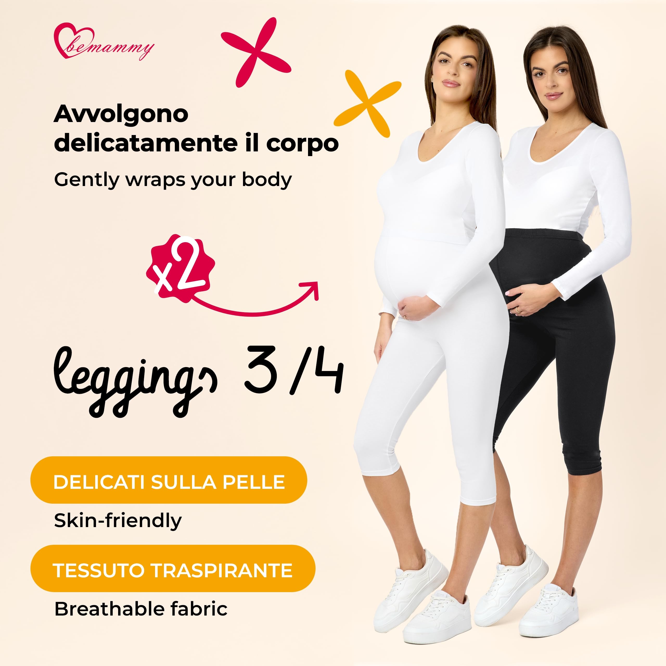 Be Mammy Leggings Premaman 3/4 2Pack BE20-229
