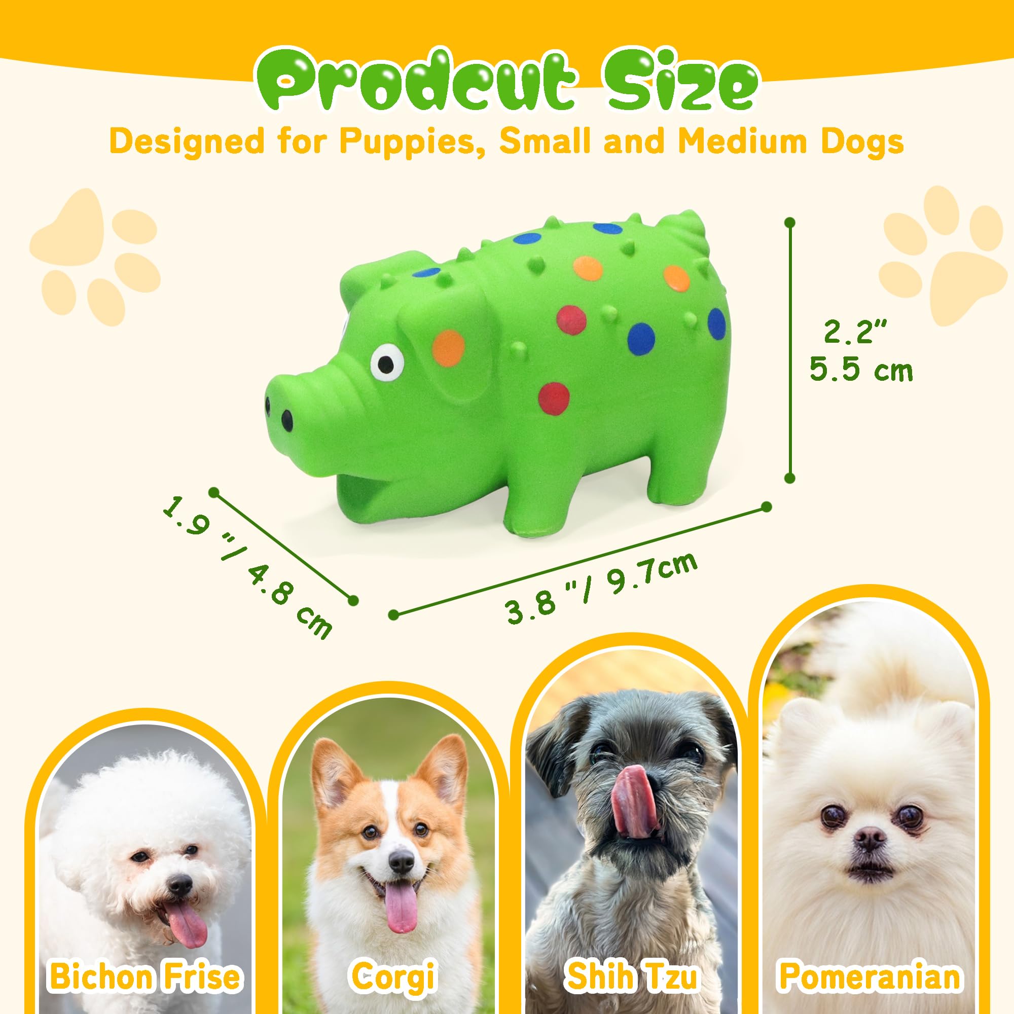 Juguetes chirriantes para perros de 4 pulgadas, paquete de 3, mini juguetes de látex para perros, juguetes masticables duraderos para perros pequeños y medianos, juego interactivo