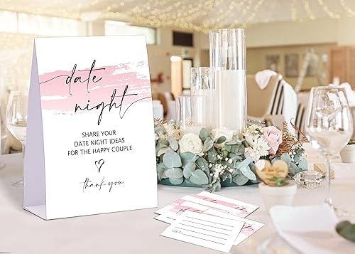 Miniatura 4 de Pink Swash - Juego de cita nocturna, letrero de ideas para citas nocturnas con 50 tarjetas, juego de despedida de soltera, decoraciones modernas de