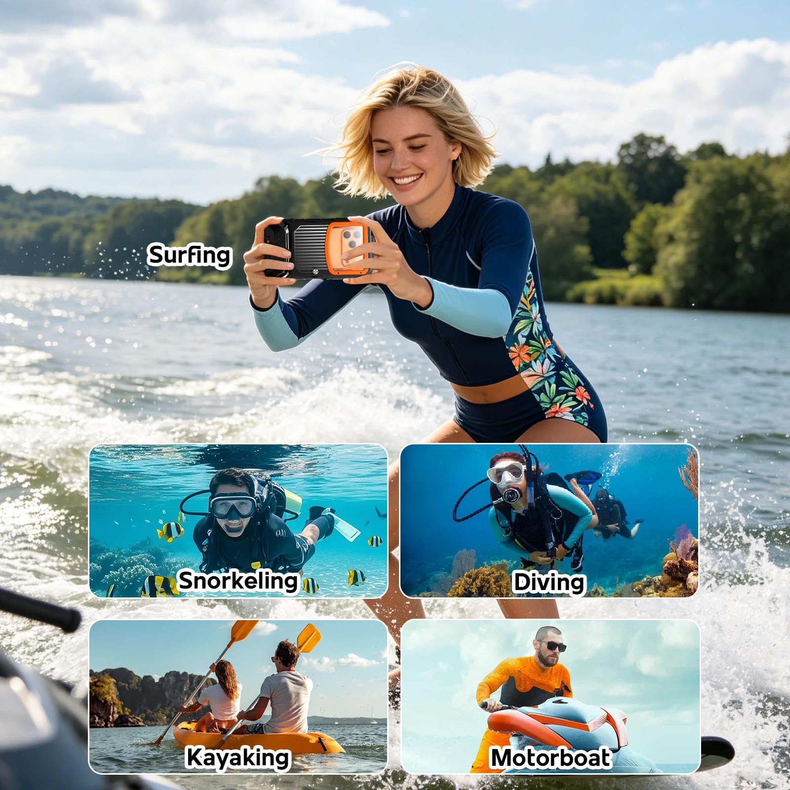 BDIG Custodia subacquea Compatibile con iPhone 17/17 Air/17 Pro/17 Pro Max/16/16 Plus/16 Pro/16 Pro Max/15/14, IP68, custodia impermeabile per Immersioni snorkeling, surf, foto e video [15m/50ft]