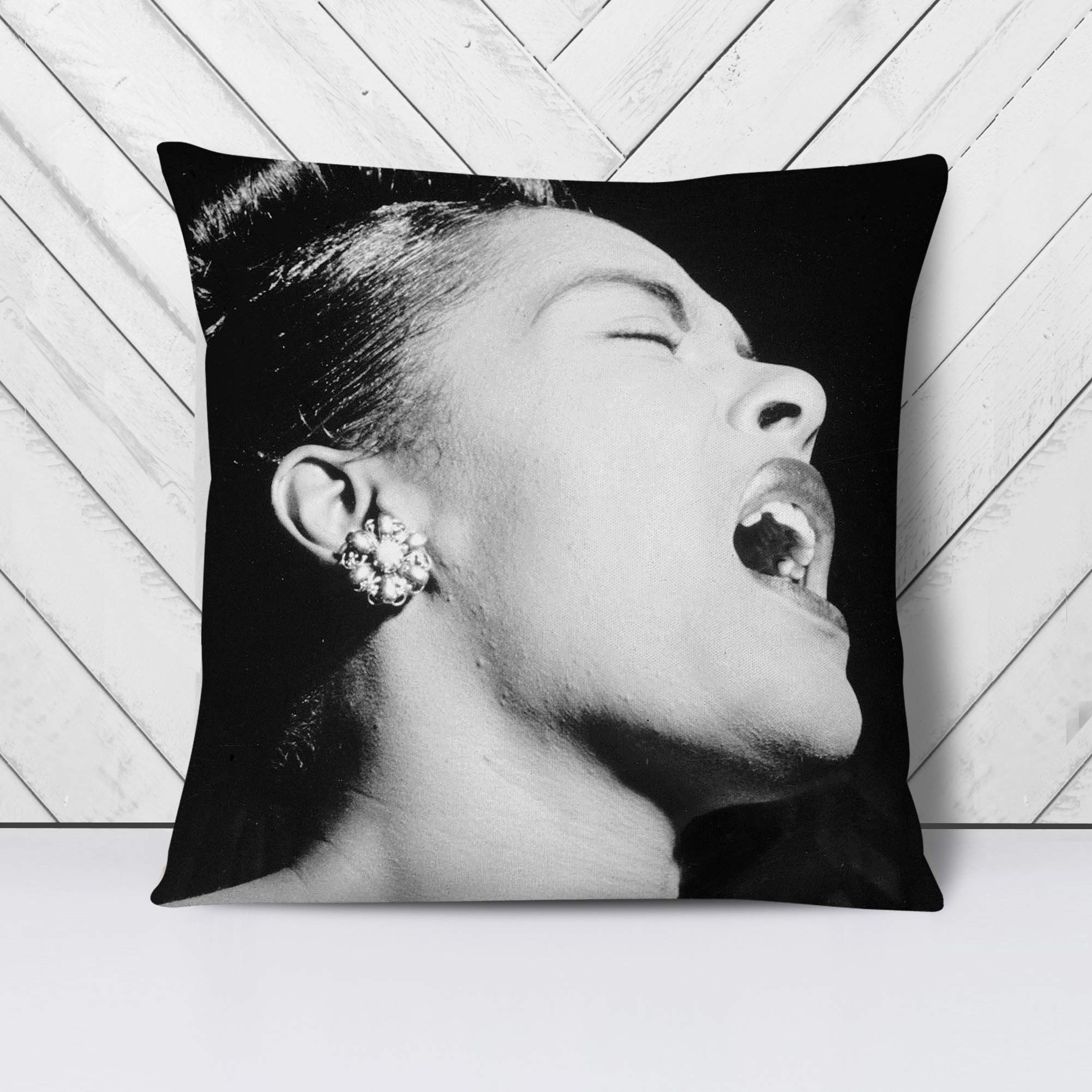 Billy Holiday - Cushion Cover Throw Pillow with Insert for Sofa Chair Bed - Charcoal Rear - 55x55 cm