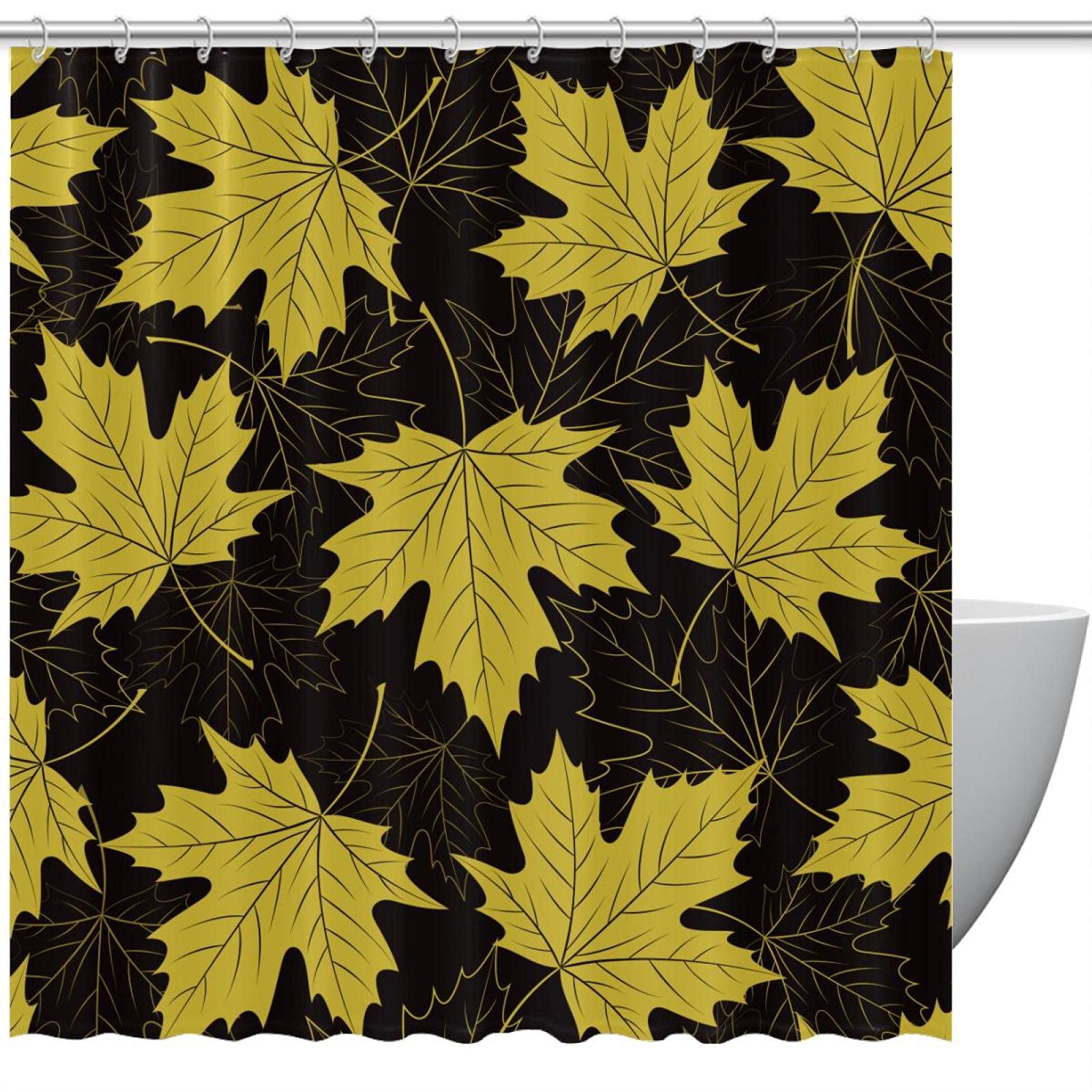 Rideau de douche imperméable feuille jaune pour transformer l'ambiance de votre salle de bain