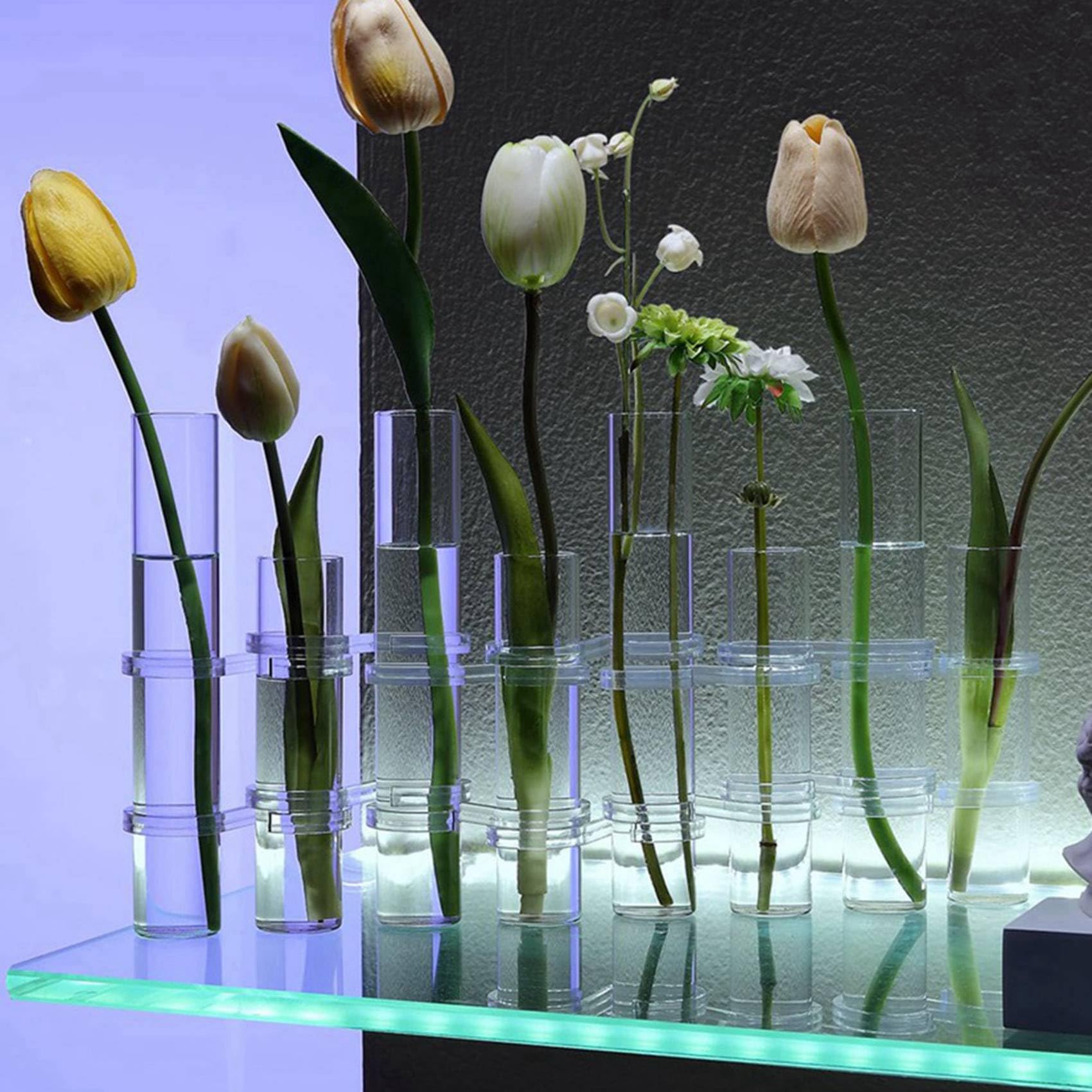 3X Blumenvase mit Scharnieren, Verschiedene Höhen, Reagenzglas-Vermehrungsstation Aus Klarem Zylinderglas, für Innendekoration