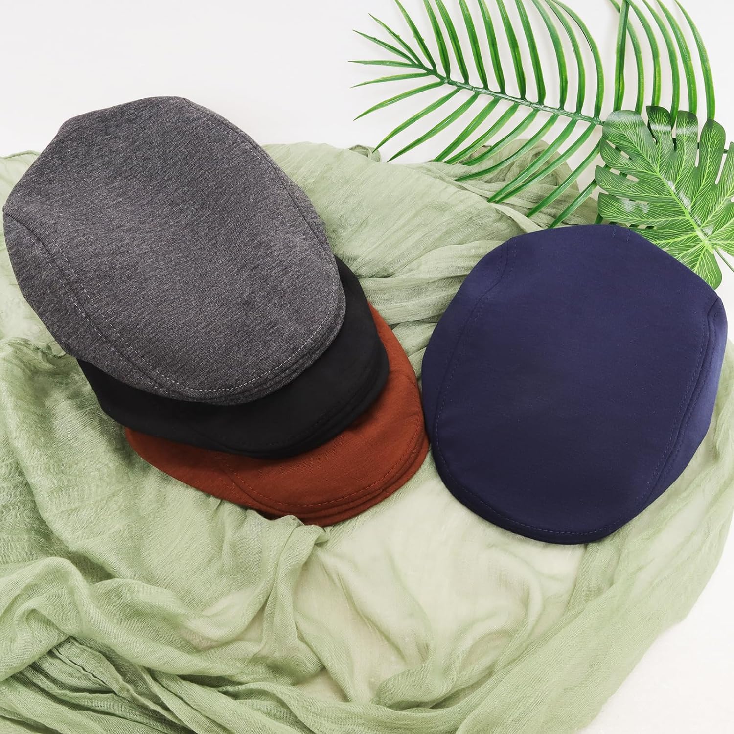 4 Pieces Newsboy Men's Hat Newsboy Flat Cap Soft Stretch Adjustable Pageboy Cap Cabbie Hunting Cap for Men Outdoor - Image 7