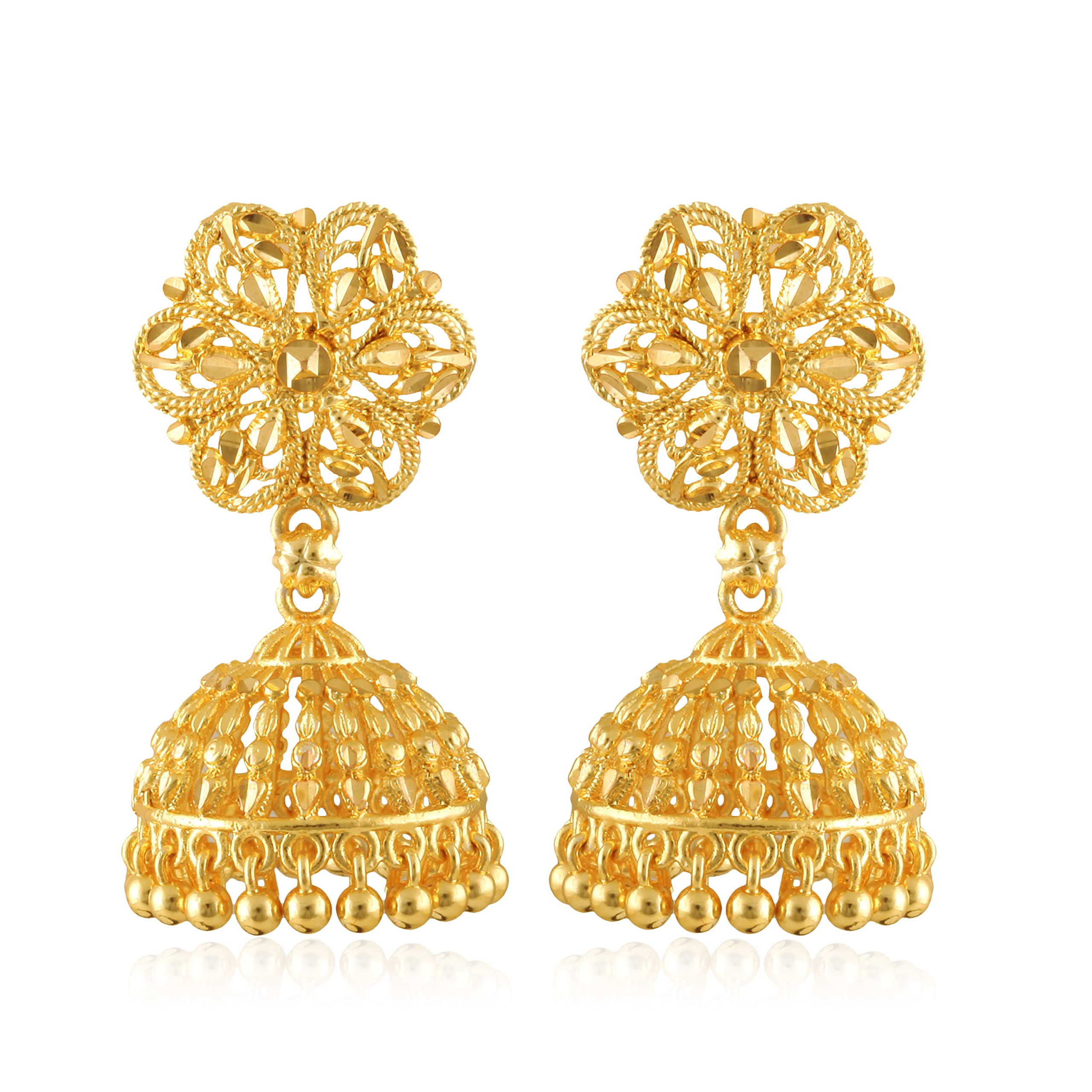 MEENAZ Jhumki Jhumka Earrings for Women Girls Traditional Temple 1 One Gram Gold Brass Copper South Indian Screw Back Meenakari Ear Chains Hair Peacock Jhumkas Combo Wedding chain -GOLD JHUMKI-M266 (B09ZB5TX8H) Amazon Price History, Amazon Price Tracker