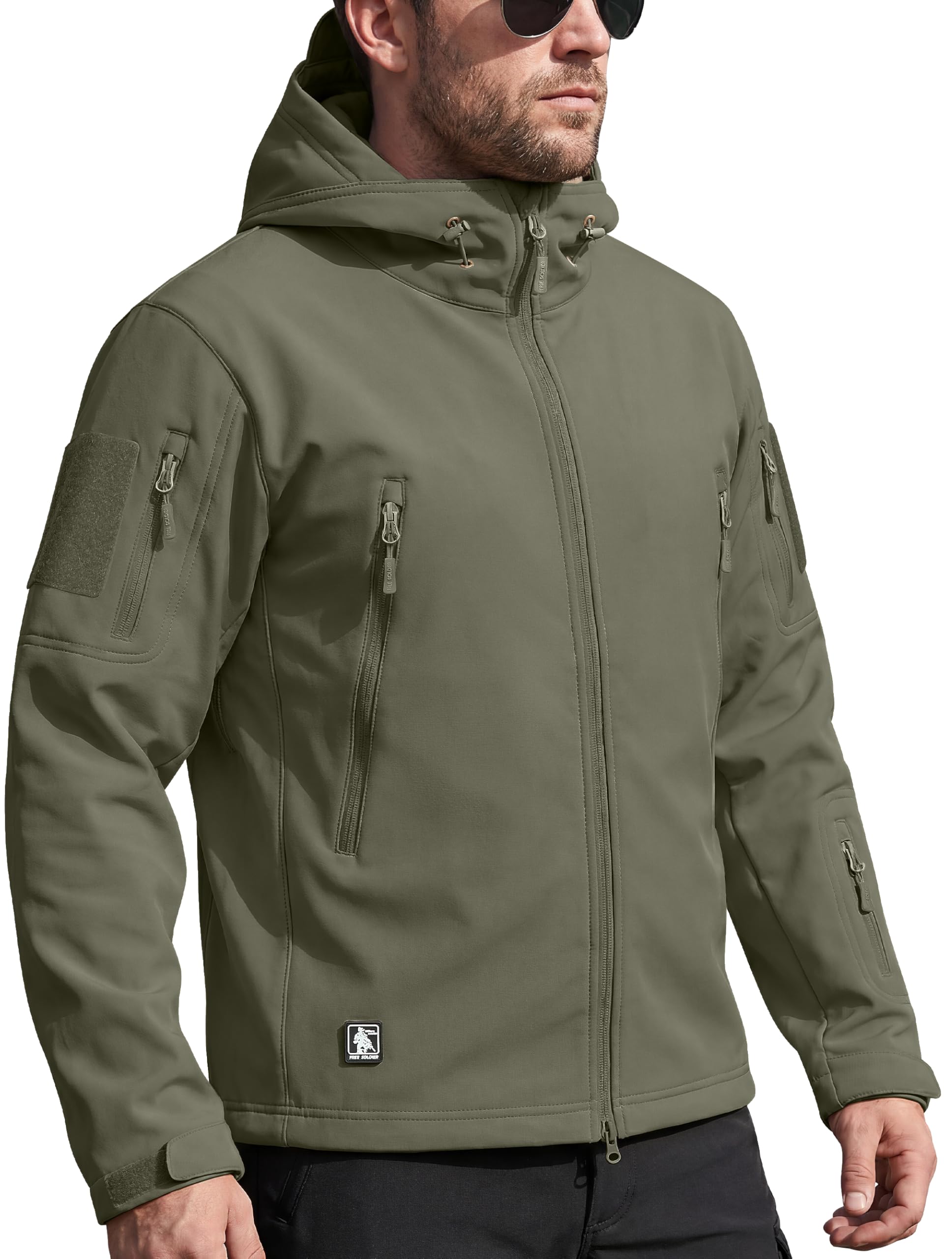 FREE SOLDIER Men's Outdoor Waterproof Soft Shell Hooded Military Tactical Jacket