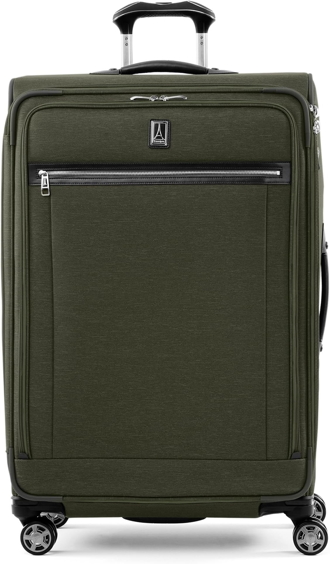 Platinum Elite Softside Expandable Checked Luggage, 8 Wheel Spinner Large Suitcase, TSA Lock, Men and Women, Pilot Green, Checked Large 29-Inch