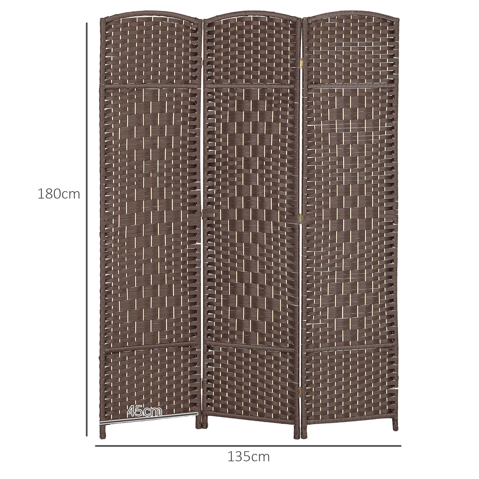 HOMCOM - Biombo Interior de Madera, 3 Paneles, 135 x 180 cm, Separador de habitación Plegable, para Sala de Estar, Dormitorio, casa, marrón