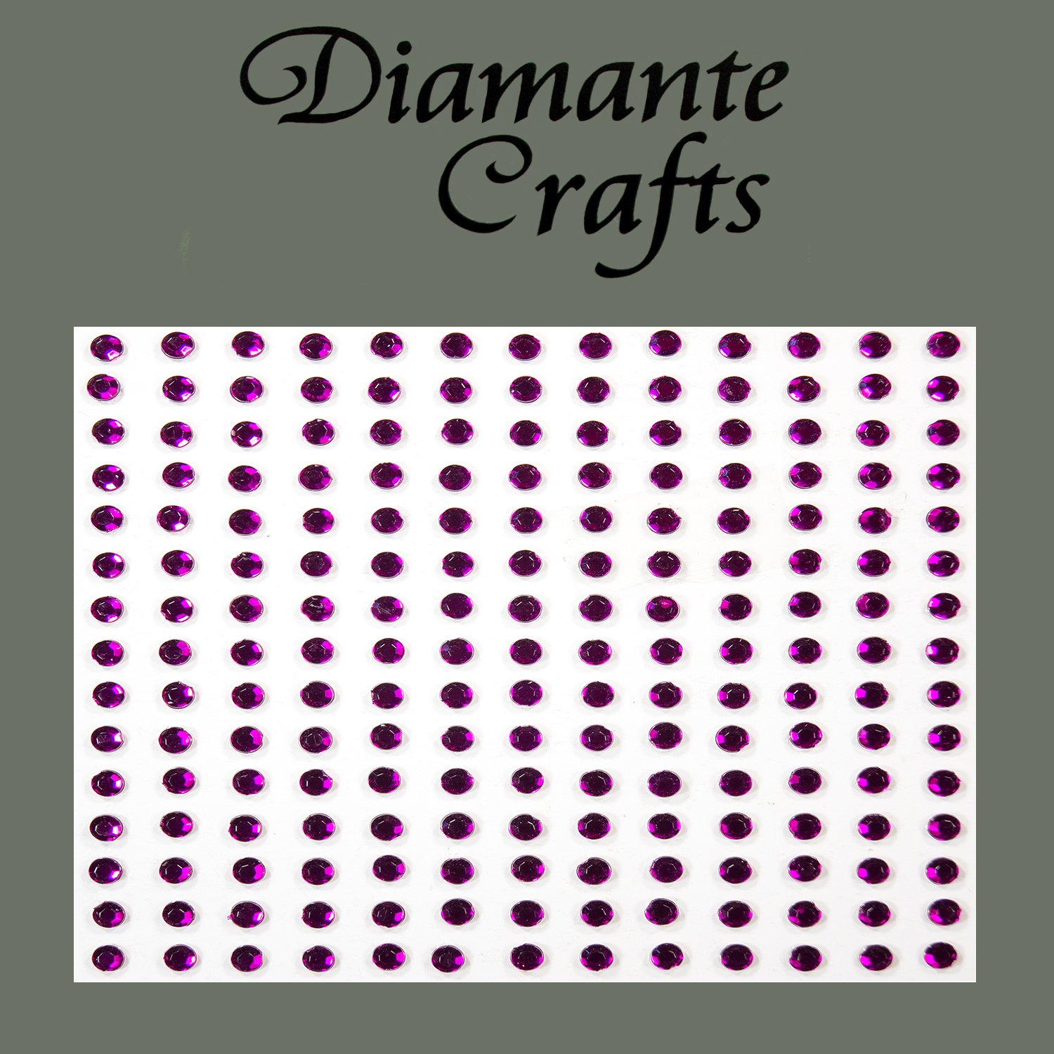 Diamante Crafts 195 x 3mm Purple Diamante Self Adhesive Rhinestone Craft Embellishment Gems - created exclusively