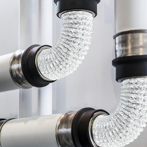 Miniatura 7 de Zonon Manguera de ventilación para secadora de pies, conductos flexibles de papel de aluminio no aislados, con abrazaderas de acero inoxidable y