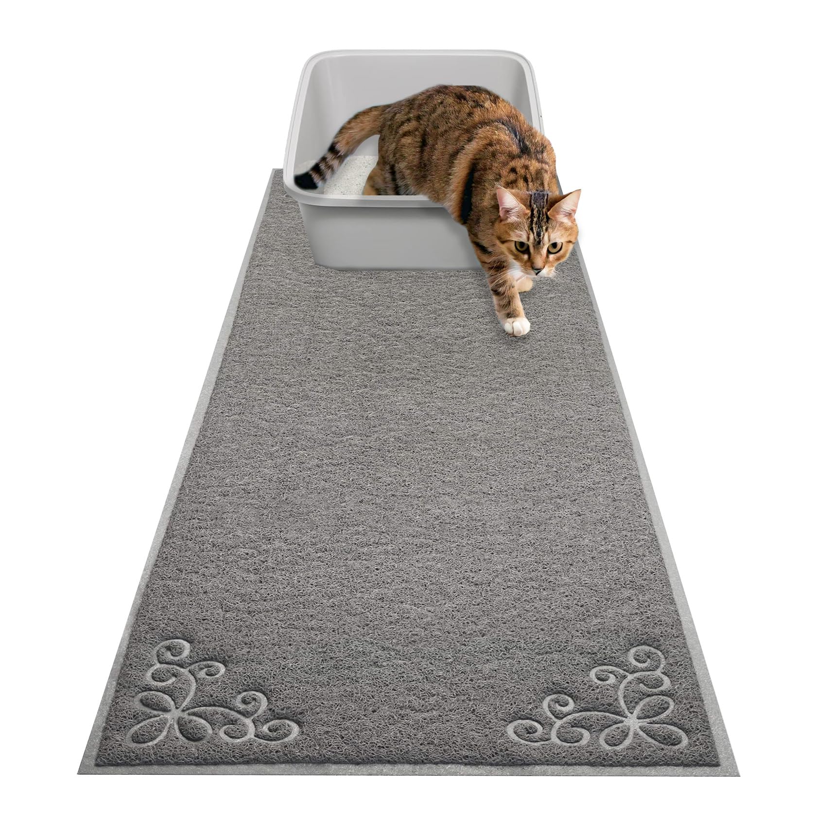 Long Litter Mat Runner 2'x6' - Trap Dirt, Mud and Cat Litter - Premium Waterproof PVC Mesh, Non Slip Rubber Runner for Pets, Entry, Mudroom, Garage,