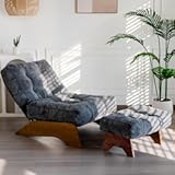 MAXYOYO Accent Chair with Ottoman Adjustable Backrest&comma; Tufted Living Room Chair Upholstered Lounge Chair with Footrest Set&comma; Modern Chair Cozy Reclining Chair for Reading Room&comma; Dark Grey