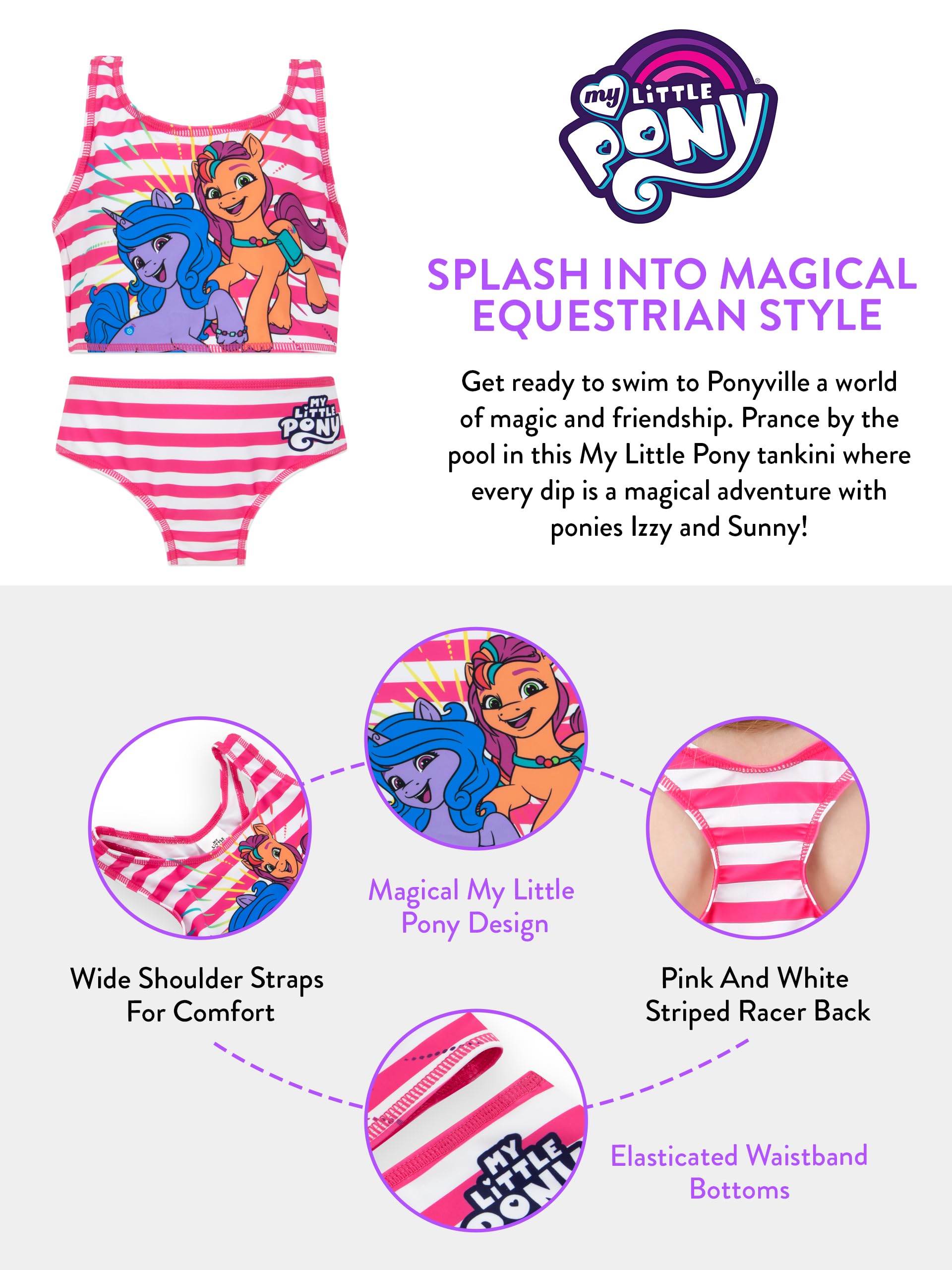Strój Kąpielowy My Little Pony dla Dziewcząt | Tankini 2 Części | Oddzielne Części do Pływania