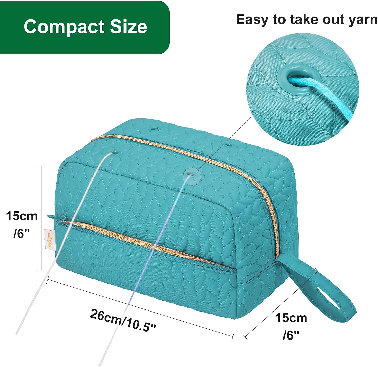 KarSyon Crochet Yarn Bag Knitting Bag Storage for Crocheting Accessories Crochet Hook Case Organizer Gift for Crochet Lovers (Teal), K3201