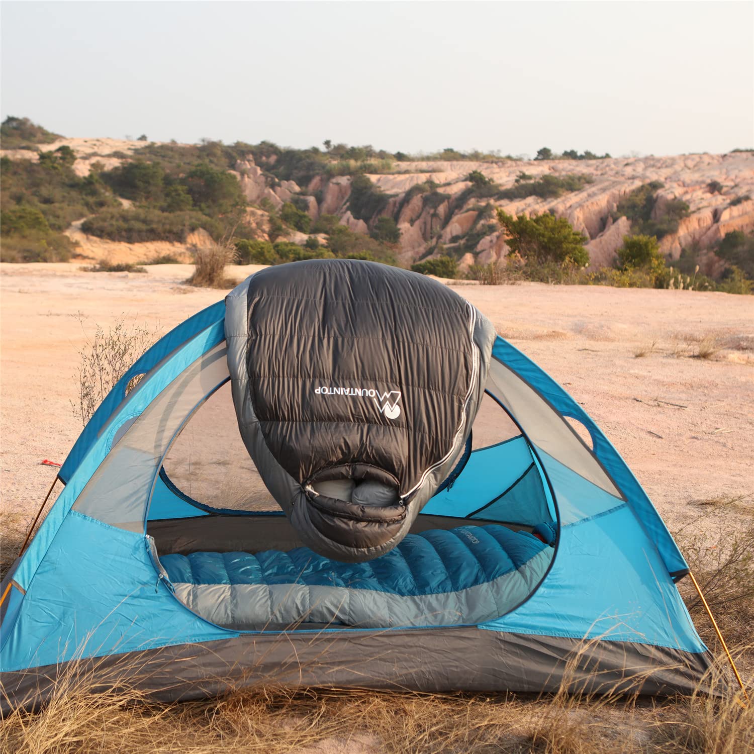 Mountaintop Ultraligero Mummy Sacos de dormir 650 Relleno Power Duck Down Suit para 15 grados F para acampar senderismo mochilero (800 g - gris negro)