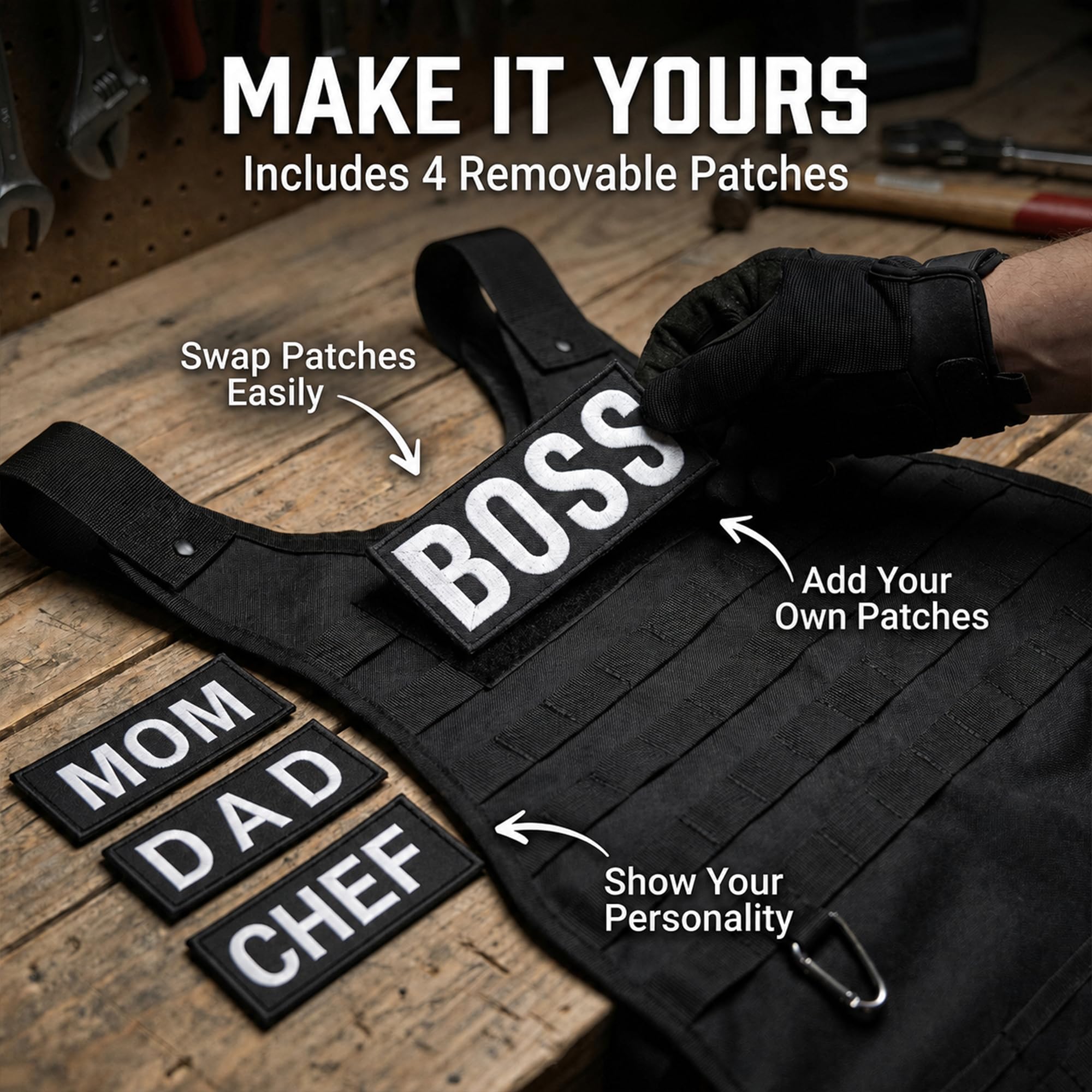 Tactical BBQ Grillschürze mit Karabiner und Flaschenöffner