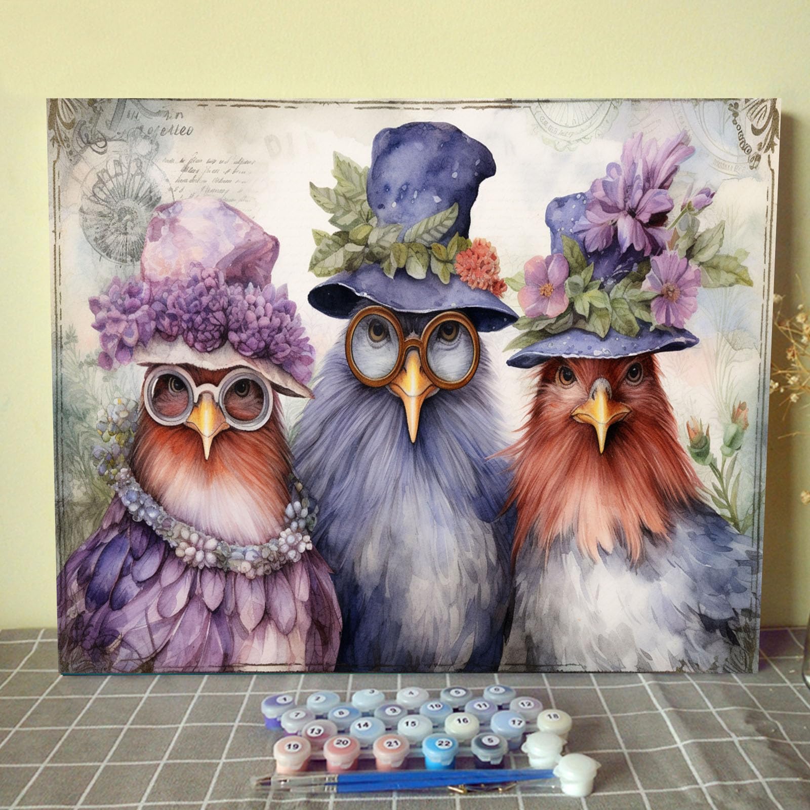 Tucocoo Paint by Numbers with Brushes and Acrylic Pigments on Canvas, Painting for Adults, Elegant Chicken, Funny Animal Picture for Home, Wall Decoration, Gifts, 40 x 50 cm (DIY Framed)