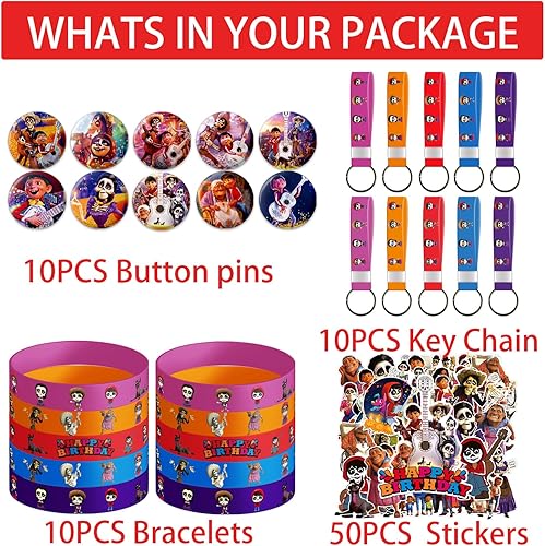 Miniatura 4 de Decoraciones de fiesta de película mexicana, 80 piezas de recuerdos de fiesta incluyen decoraciones de fiesta de cumpleaños de película mexicana, 10