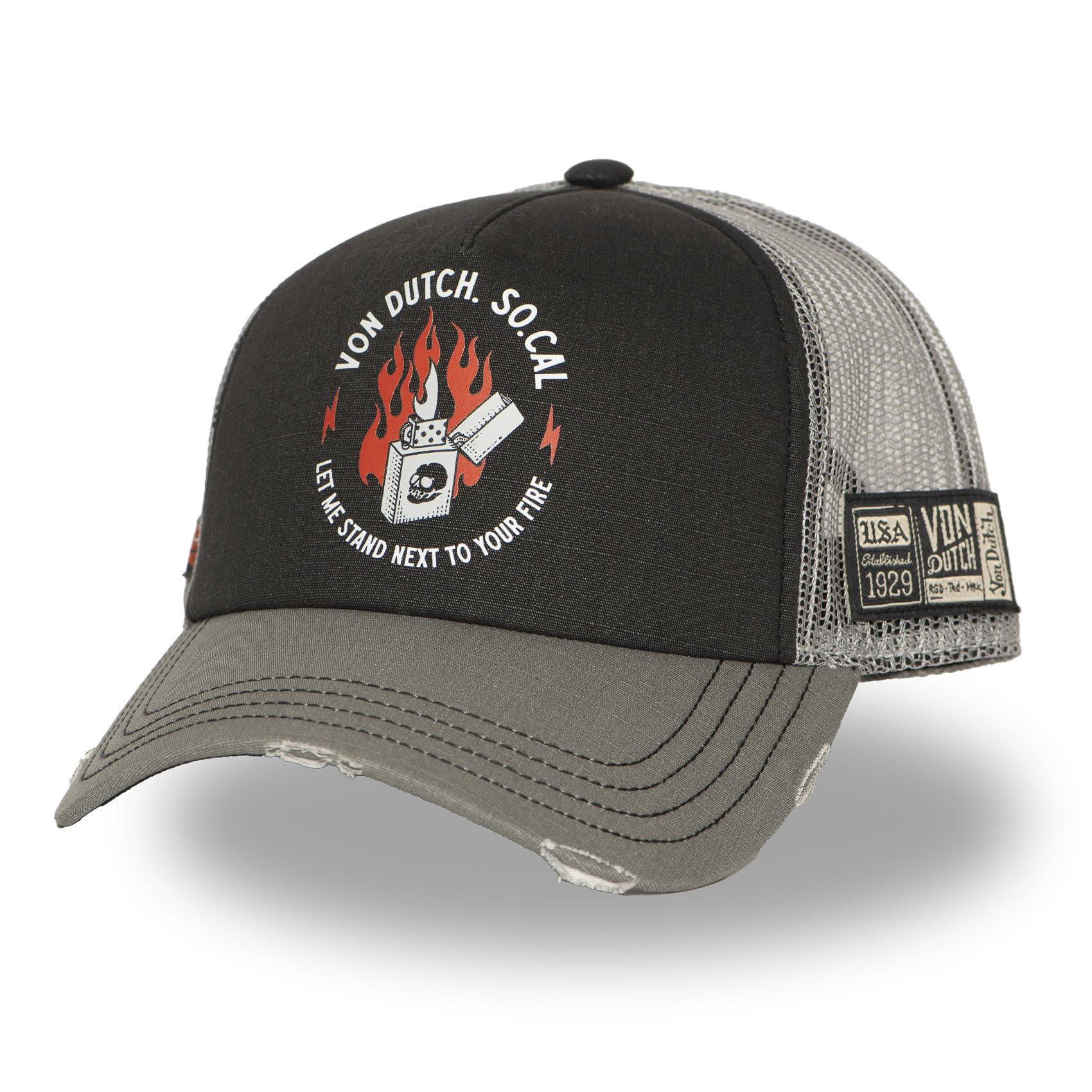 Von Dutch Men's & Women's Crew, Trucker Cap, Adjustable and Authentic, Black/Grey/White, One Size