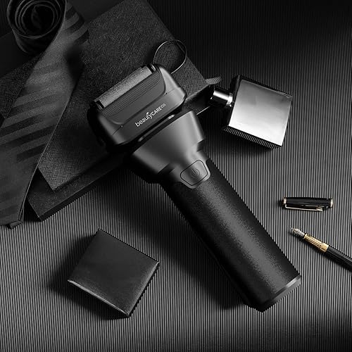 Miniatura 7 de Maquinilla de afeitar eléctrica profesional para hombres, afeitadora de papel de aluminio impermeable y recortadora de barba con 2 cabezales