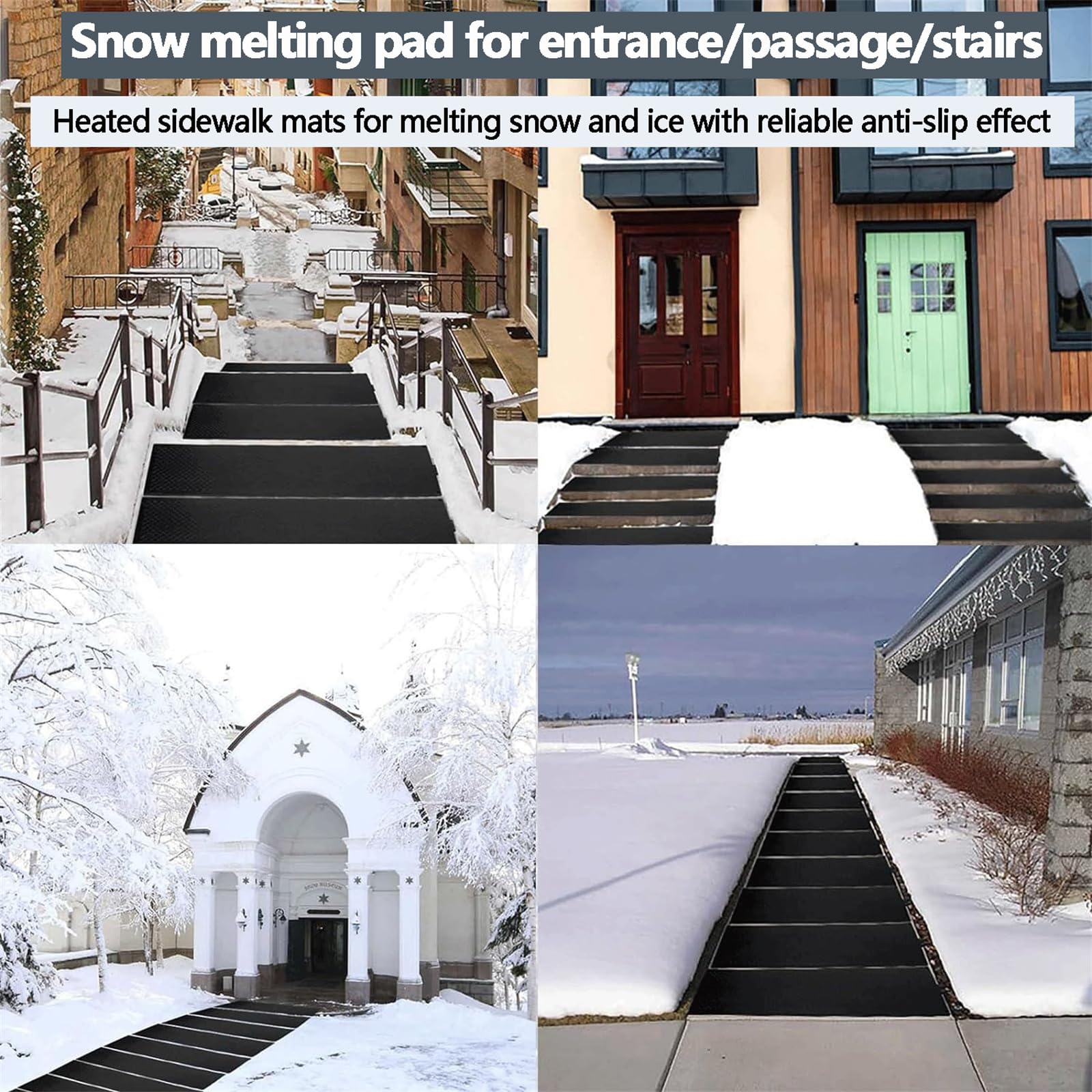 Tapis Chauffants pour Fonte de Neige, Tapis d'allée Chauffant d'extérieur pour escaliers d'hiver, marches, Portes, trottoirs, garages, terrasses (10 x 15 Pouces, pièces) 10 * 15in 3pcs