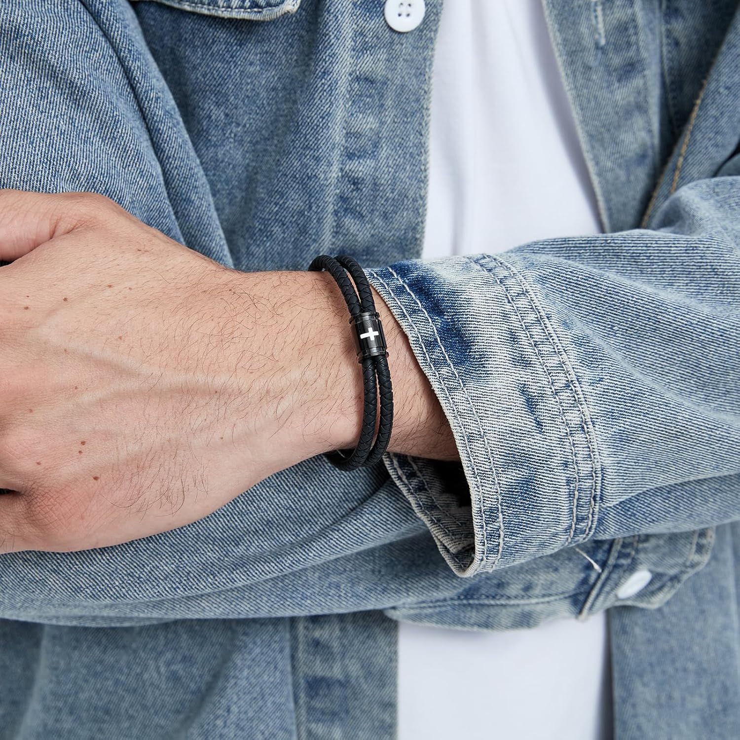 Silicone Cross Rope Bracelets for Men Women, Adjustable Waterproof Men's Rubber Sport Band Bracelet Jewelry Gifts - Image 2