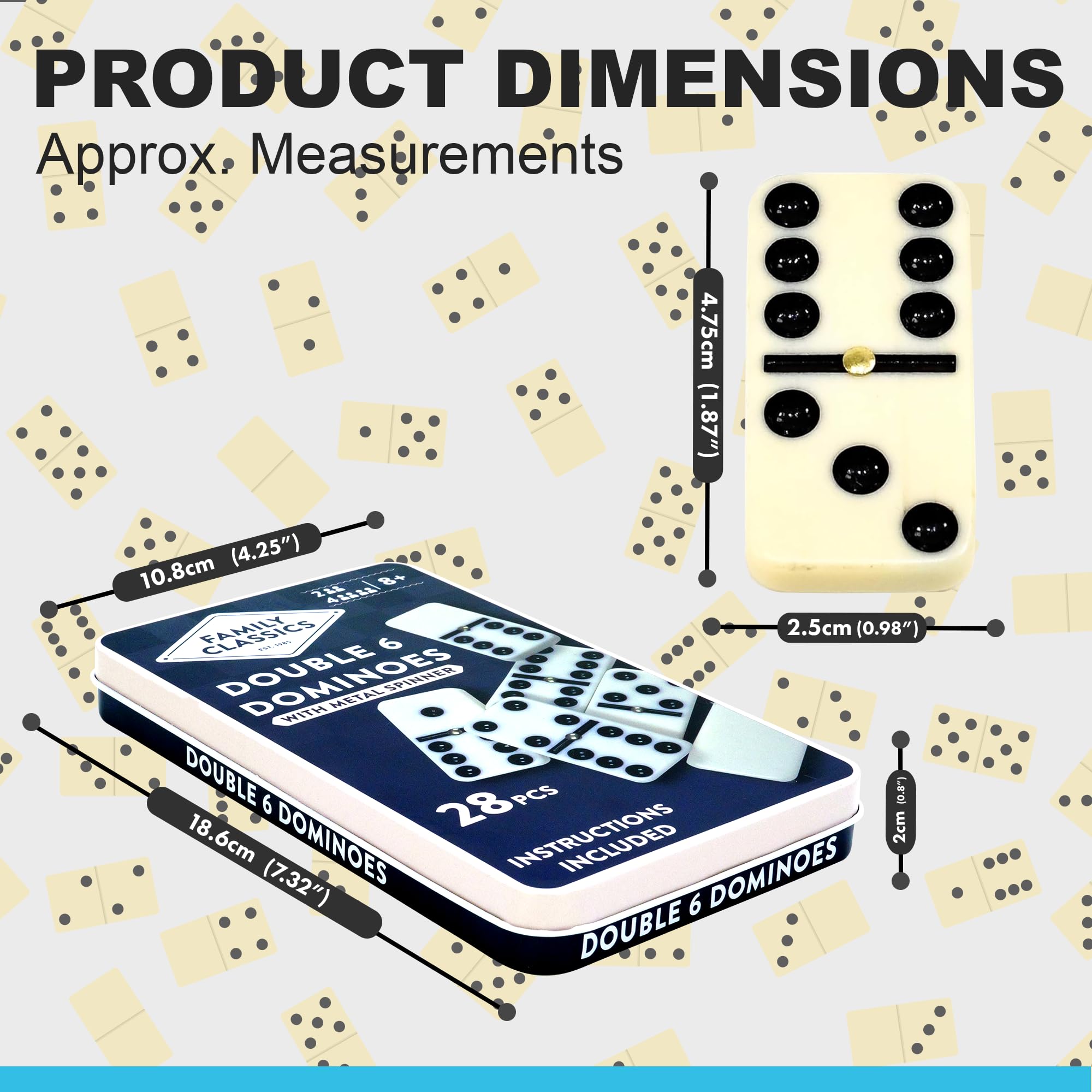 Navoys Classic Double 6 Dominoes Tin Gift Set 28 Pieces, Retro Dominoes Game for Children & Adults, Dementia Activities - Image 2