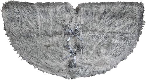 Miniatura 3 de Falda de árbol de Navidad de piel sintética de felpa beige y gris de 36 pulgadas