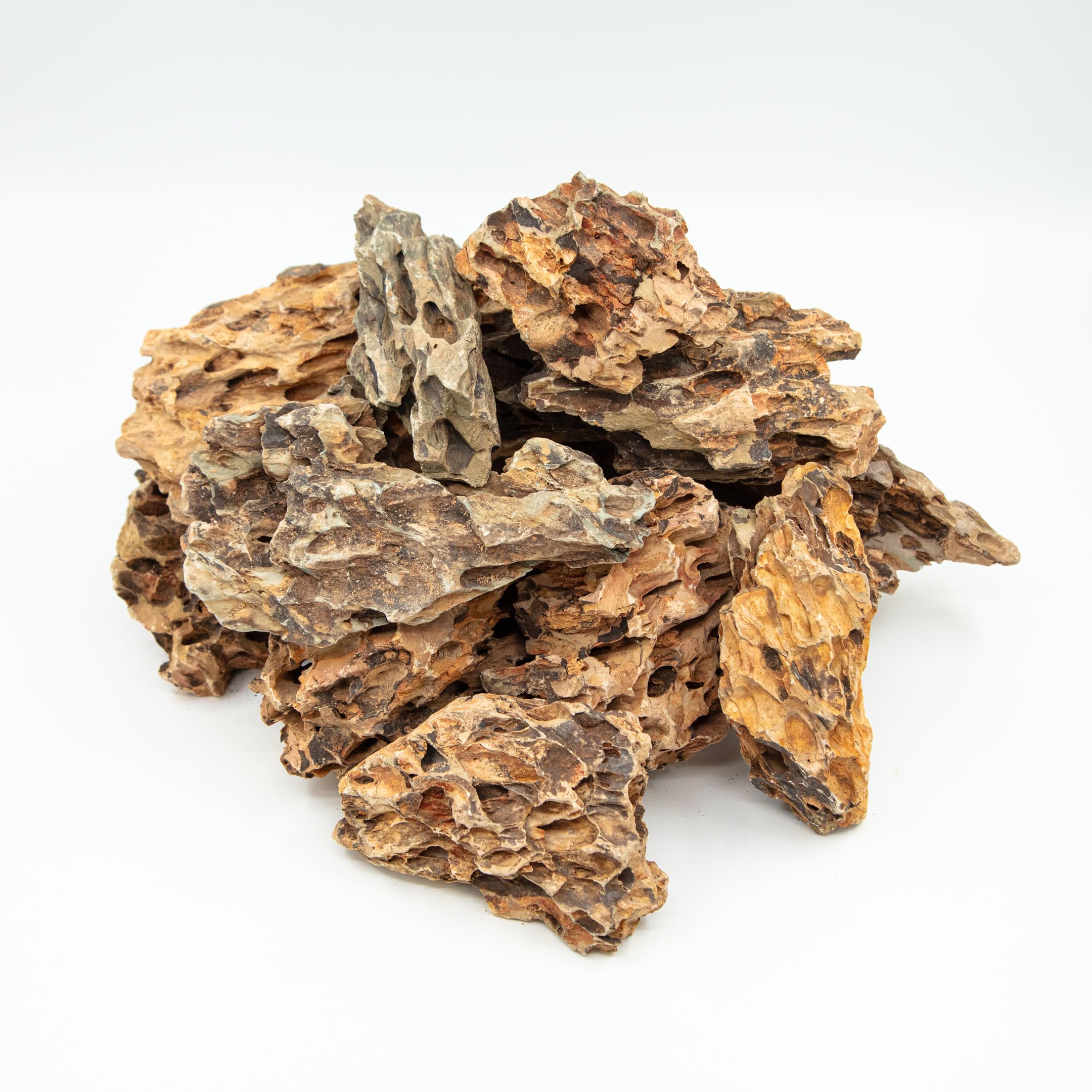 iQuatics Dragon Rock for Aquariums Centerpiece, Natural Stone Formation for Fish Tank Decor Aquascape. Tropical Aquarium, Planted Aquarium Varied Colouration - 10KG
