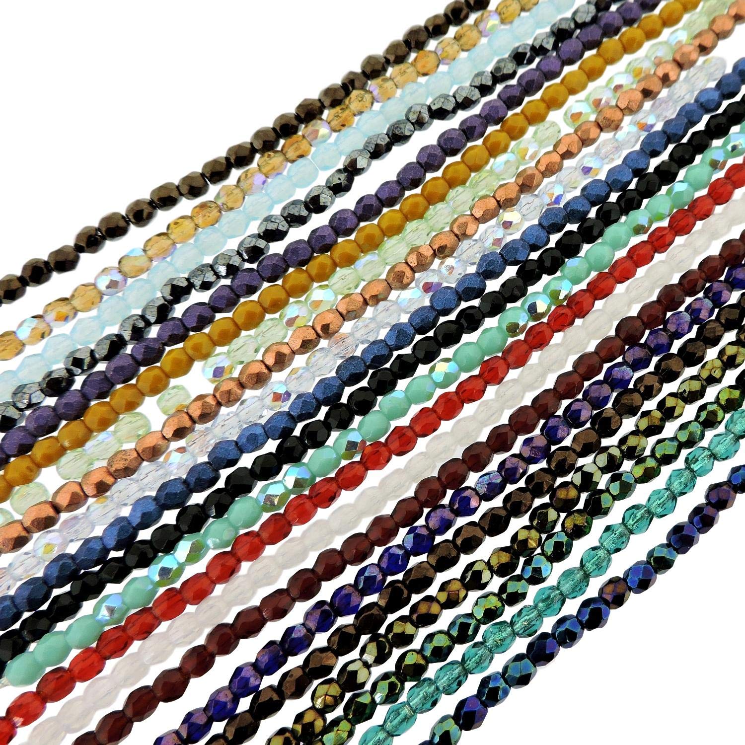 GORLENKE10 Strands Value Pack (500 Beads Total) - Fire Polished Round Beads 3mm - Assorted Colors