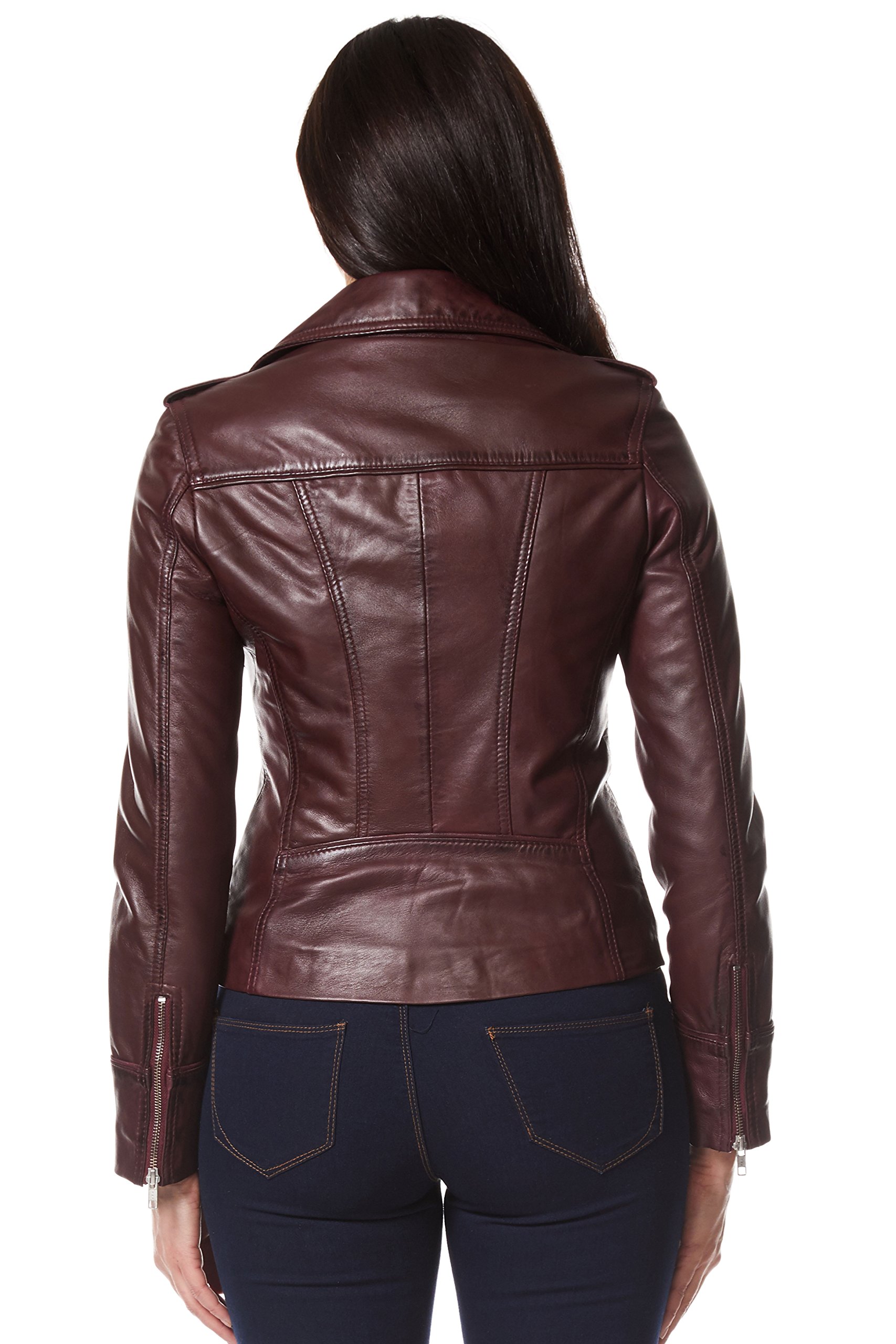Rider 9823 - Chaqueta de piel auténtica para mujer, color rojo