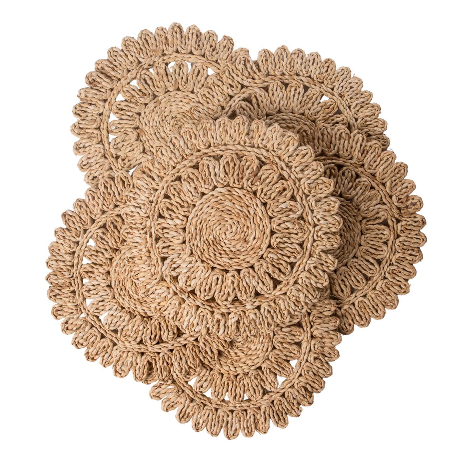11.8" Set of 6 Round Woven Corn Husk Placemats by Laquedecraft