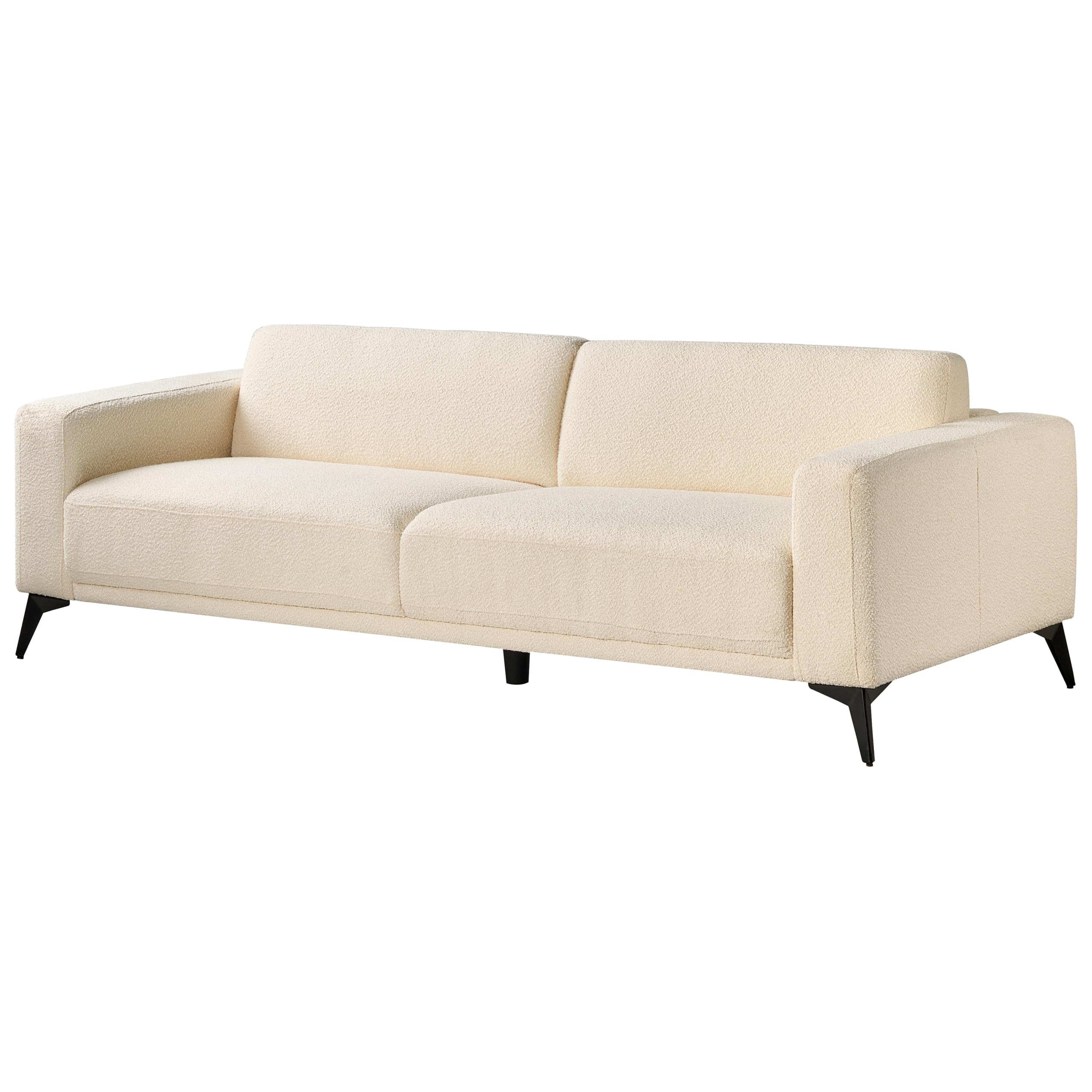 Beliani Sofa Bouclé Stoff Creme weiß 3-Sitzer gepolstert verstellbare Rückenlehne Ange