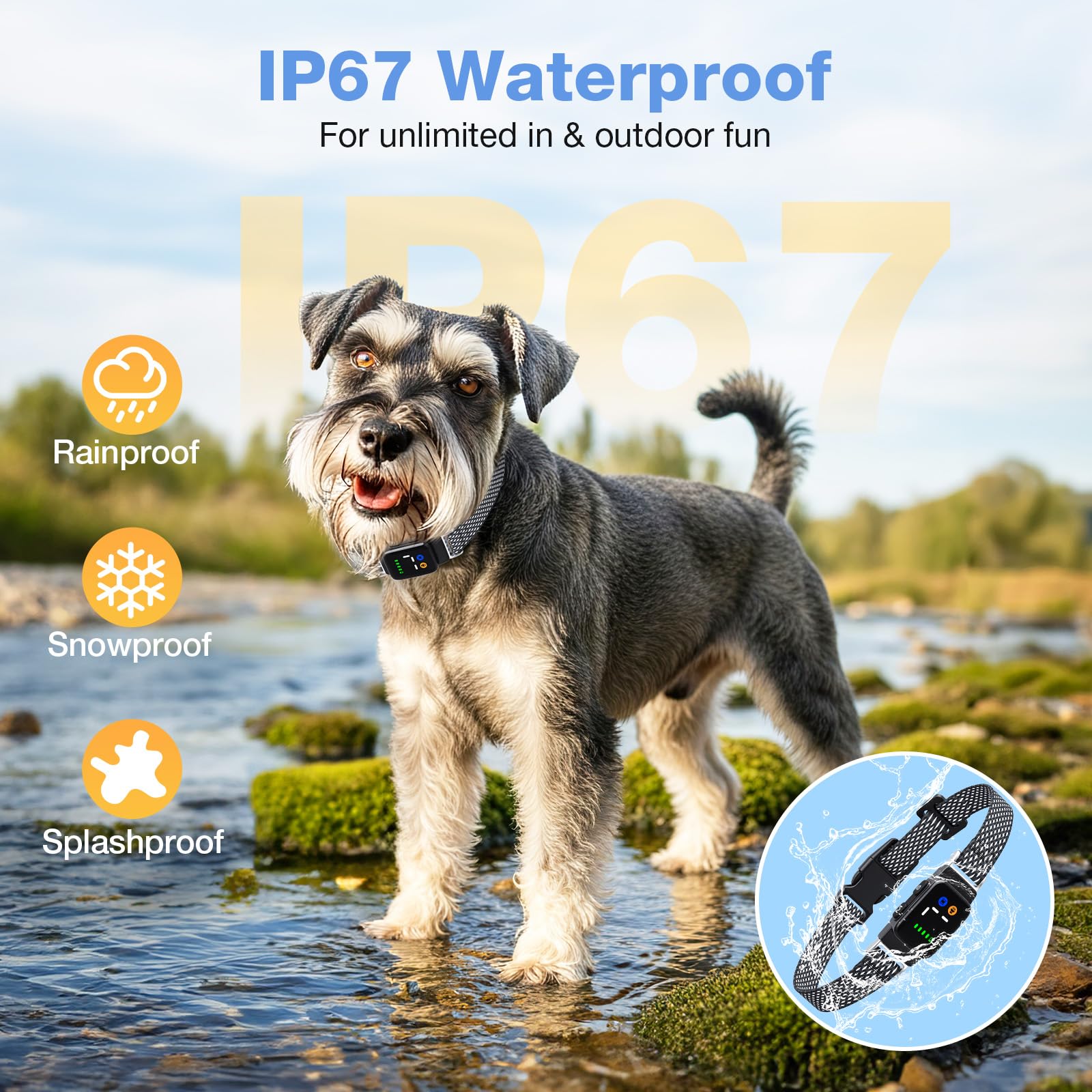 Collar Antiladridos para Perros - Collar Adiestramiento con 7 Niveles de Sensibilidad Ajustables, Recargable 3 Modos de Eficiente, Impermeable IP67 Cuello Perros Pequeños y Grandes (Gris)