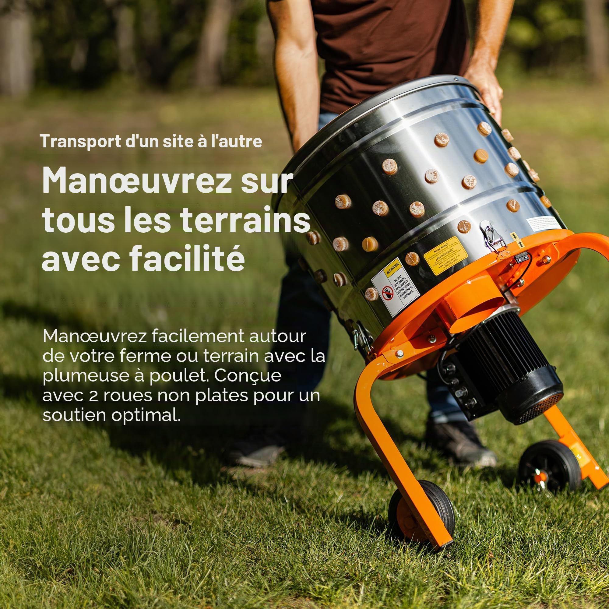 SuperHandy Déplumeuse à poulets électrique, 800 W,230 V, acier inoxydable | 92 doigts souples et tambour de 50 cm pour un plumage rapide et uniforme; idéale pour la transformation de volaille