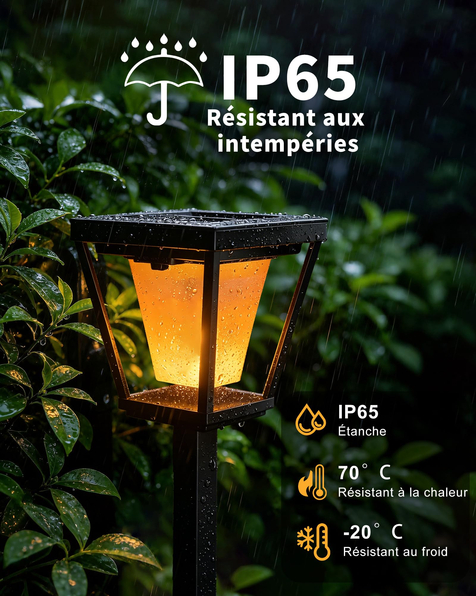 Lot de 6 Lampes Solaires Extérieures Effet Flamme IP65 Sans Fil