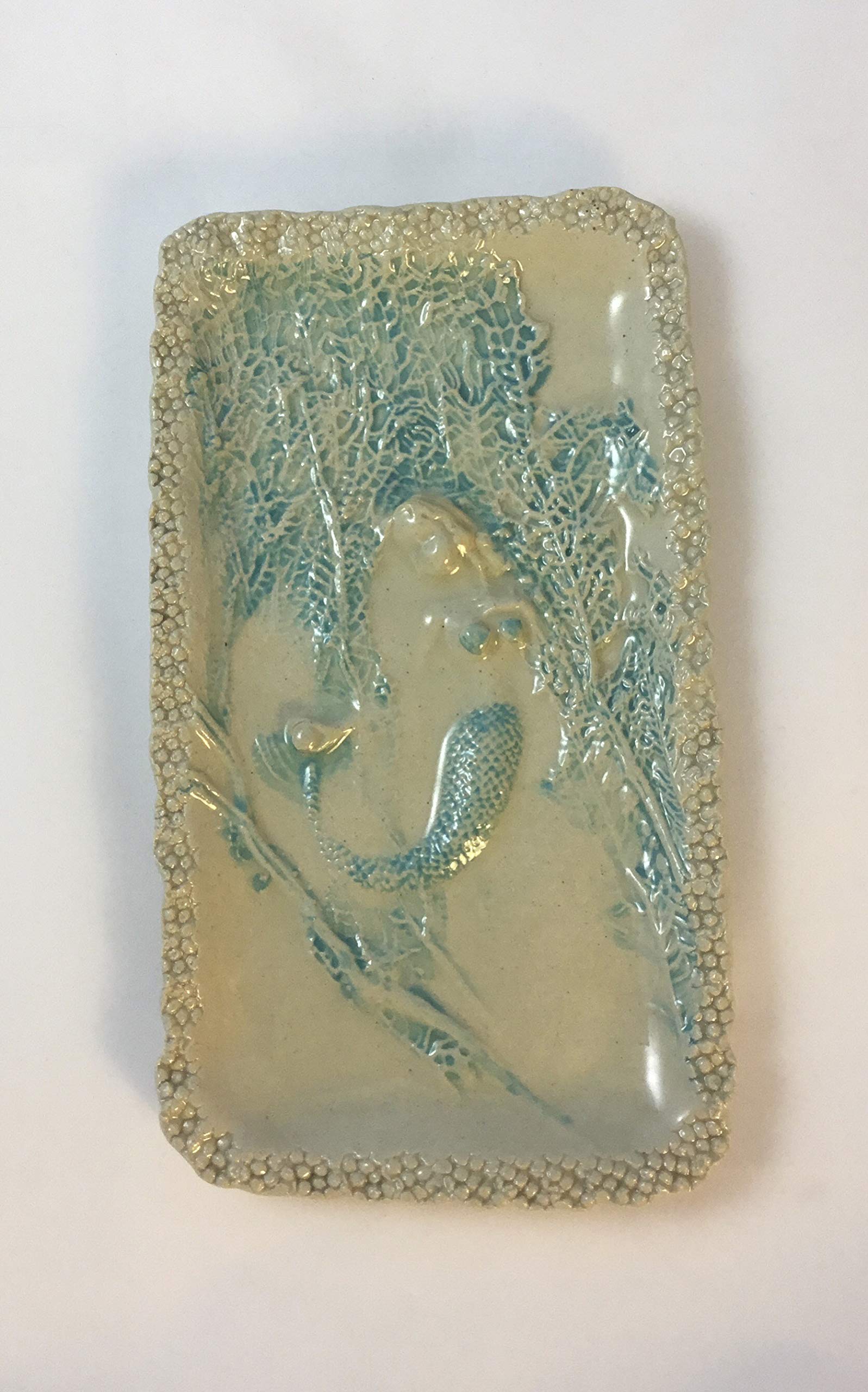 Ceramic mermaid in the sea butter dish/spoon rest/trinket catcher