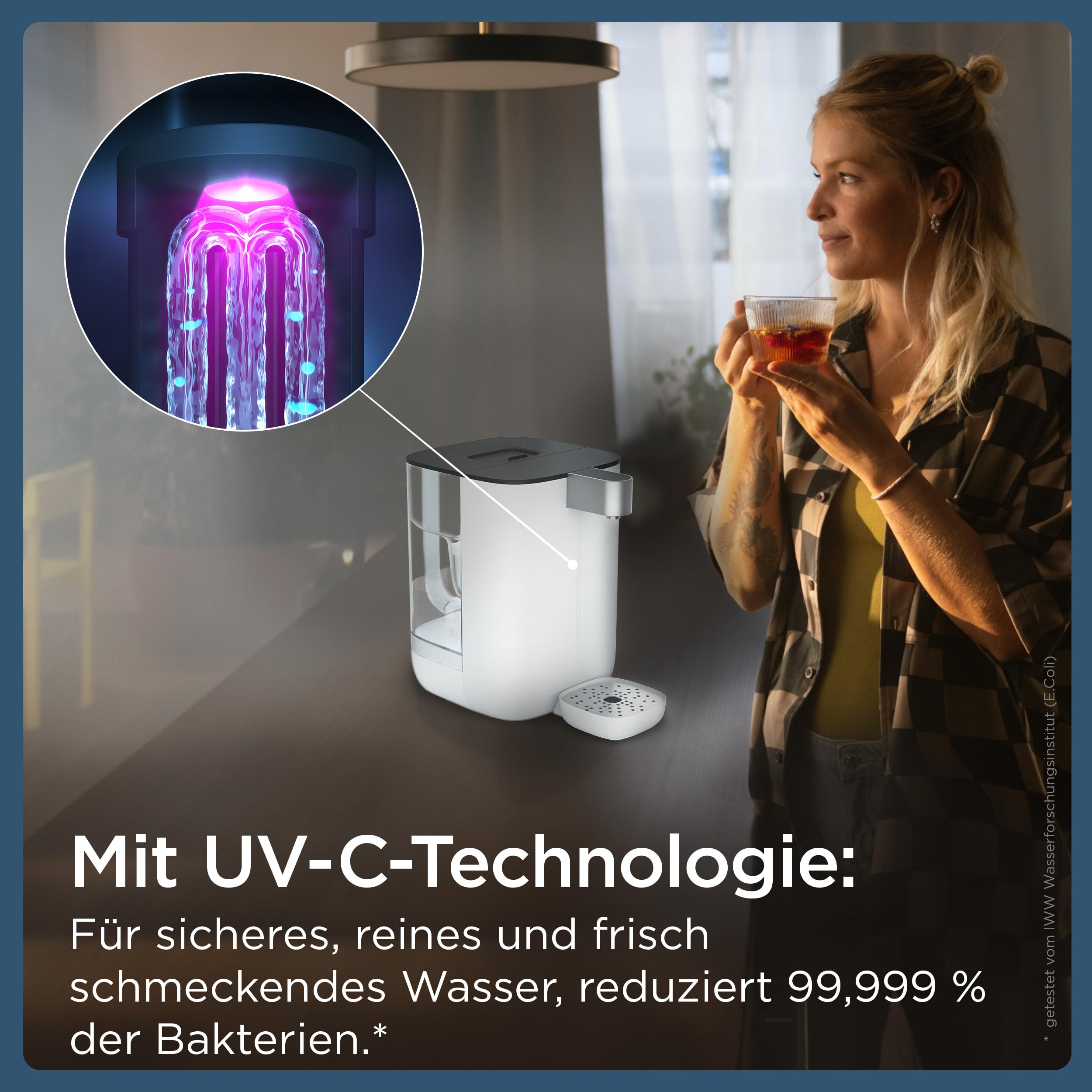 BRITA Cube Heißwasserspender mit Wasserfilter-System (4 Liter) weiß | Tassenvolumen-, Temperatureinstellung, bakterienfreies Wasser dank UV-C-Technologie, MAXTRA PRO Extra Kalkschutz Wasserfilter