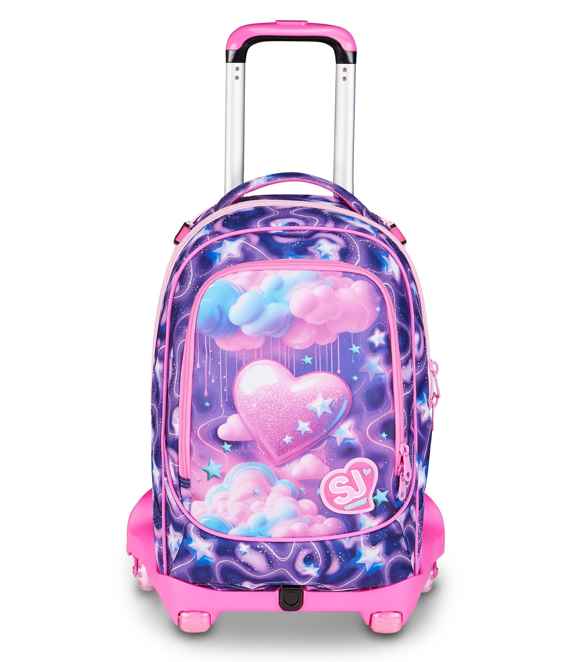 SJ GANG STYLE JAM GANG Trolley Scuola Jack 8 ruote FLUFFY PINK GIRL, Viola, 34 L, Scomponibile, Uso Zaino, Cross-over System, Spallacci a scomparsa, Tasca portaborraccia, Elementari e medie, Bambina