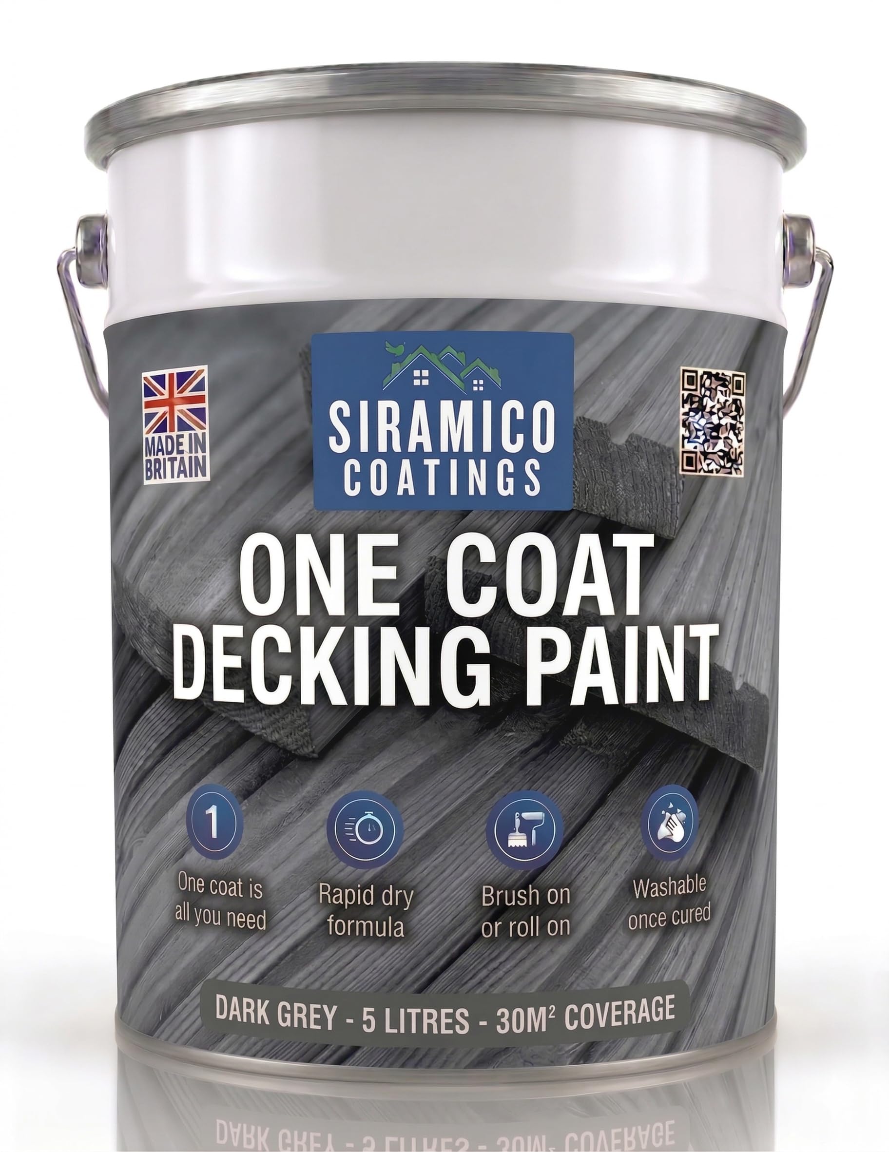 B&Q -  One Coat Anti-Slip Decking Paint 5 Litres 7 Luxury Colours  Mould & Uv Resistant FormulaBrick Red