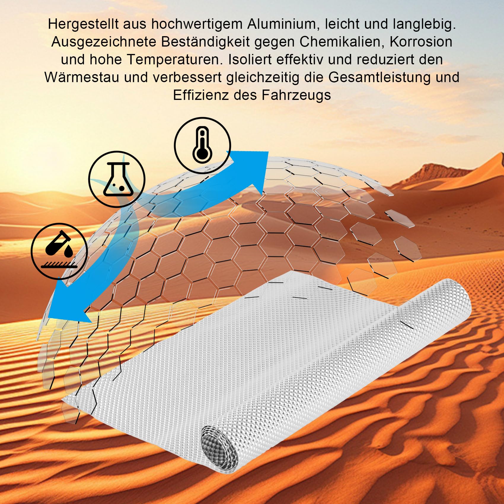 Plaque de protection thermique en aluminium embossée, 100 cm x 40 cm, pour isoler les tuyaux de chaleur pour voiture, moto, véhicule